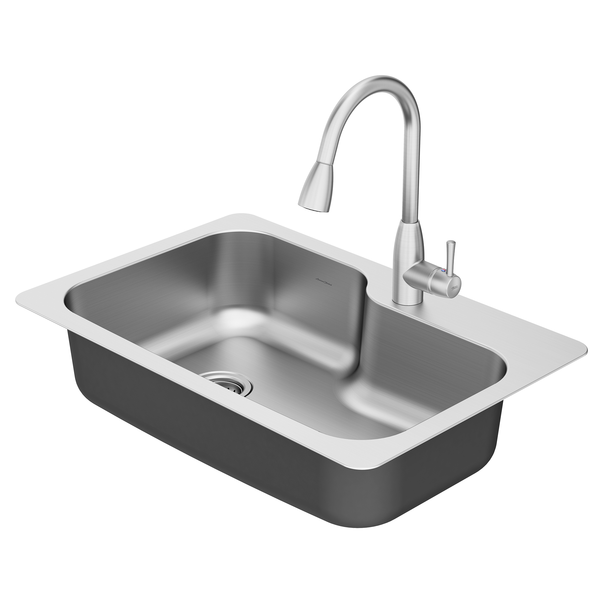 American Standard Sullivan Drop-In 33-in x 22-in Stainless Steel Double  Offset Bowl 2-Hole Kitchen Sink All-in-one Kit in the Kitchen Sinks  department at