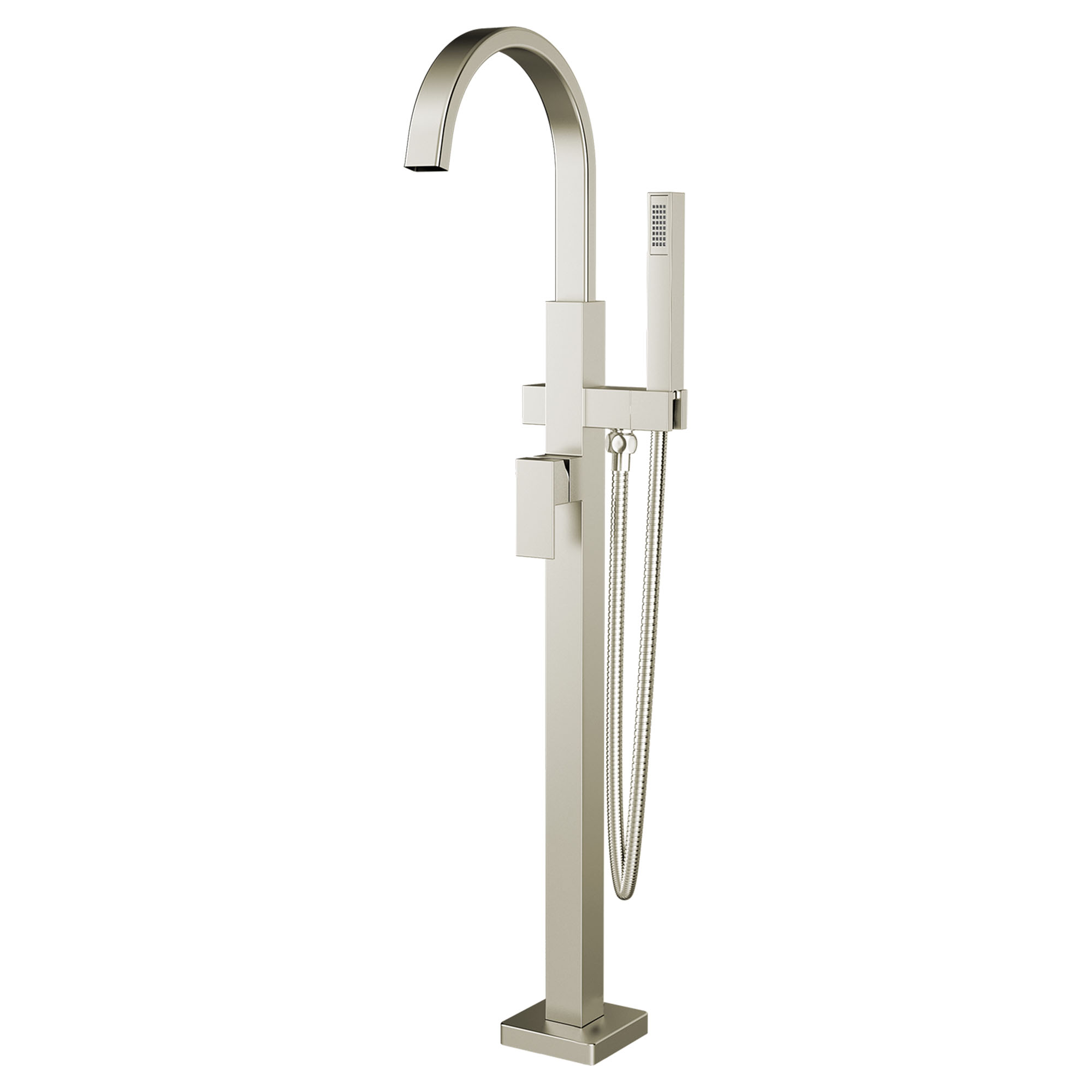 Times Square Contemporary Square Freestanding Tub Faucet with Personal Shower for Flash Rough-in Valve with Lever Handle