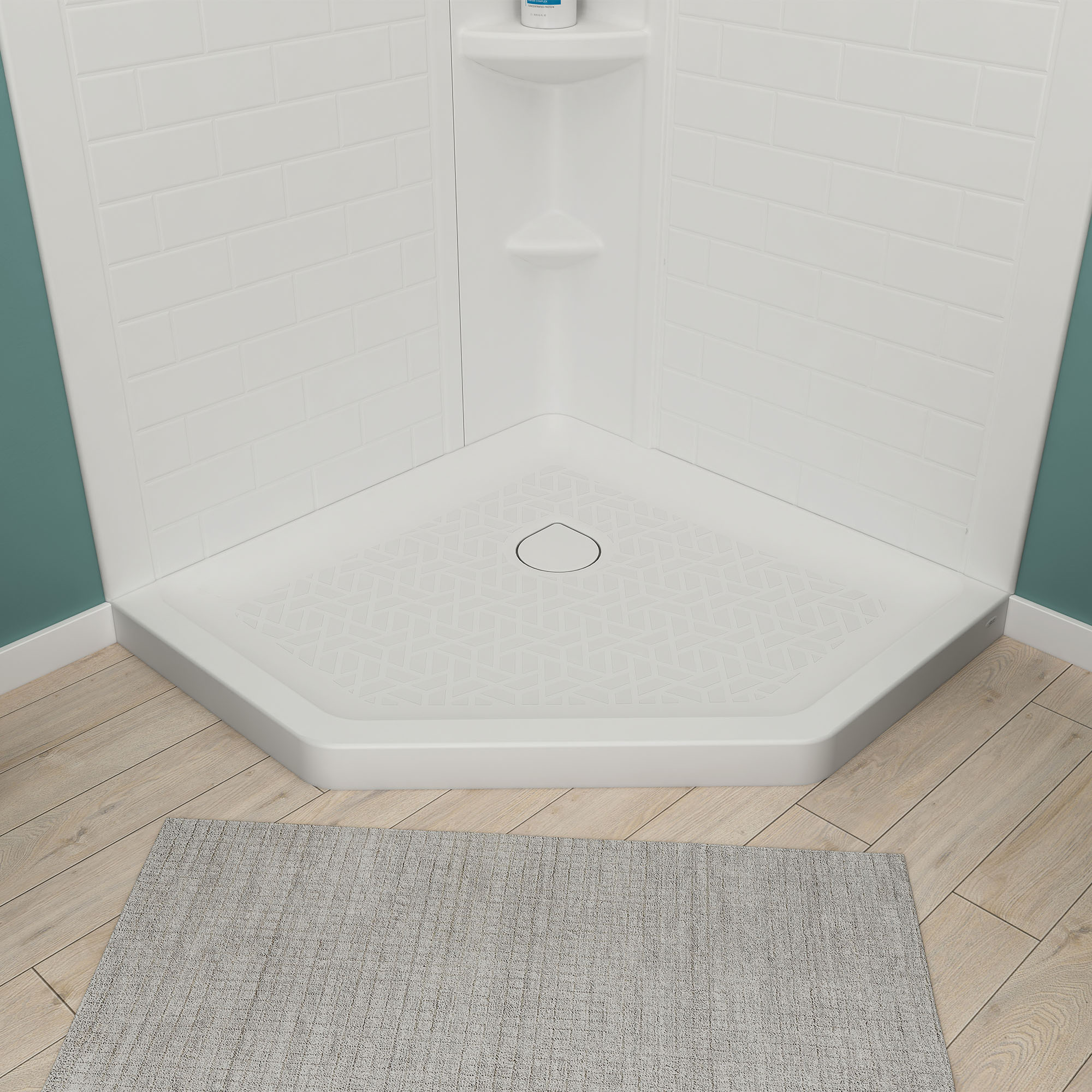 Elevate 38-inch Neo-Angle Base with Center Drain Outlet