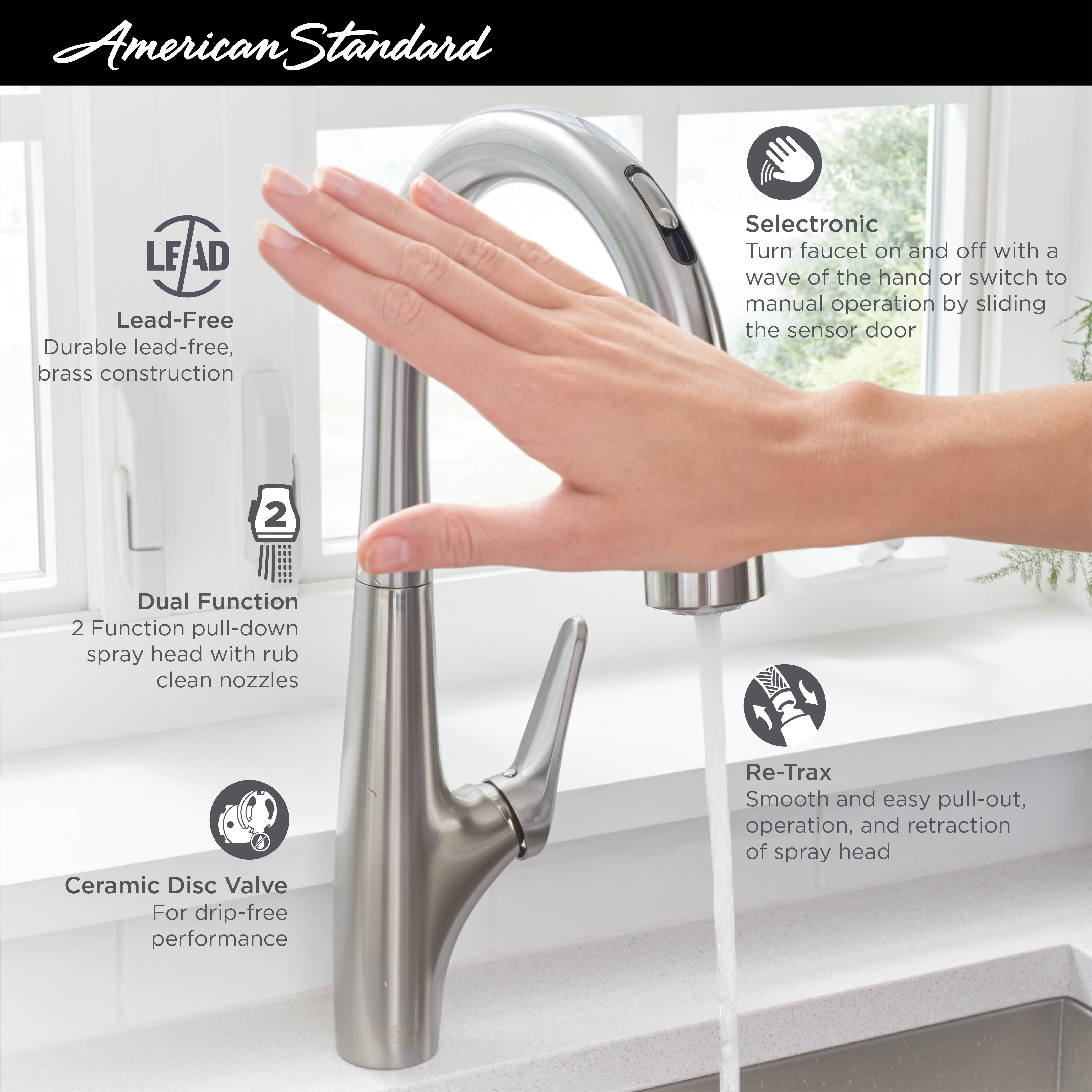 Avery™ Touchless Single-Handle Pull-Down Dual Spray Kitchen Faucet 1.5 gpm/5.7 L/min