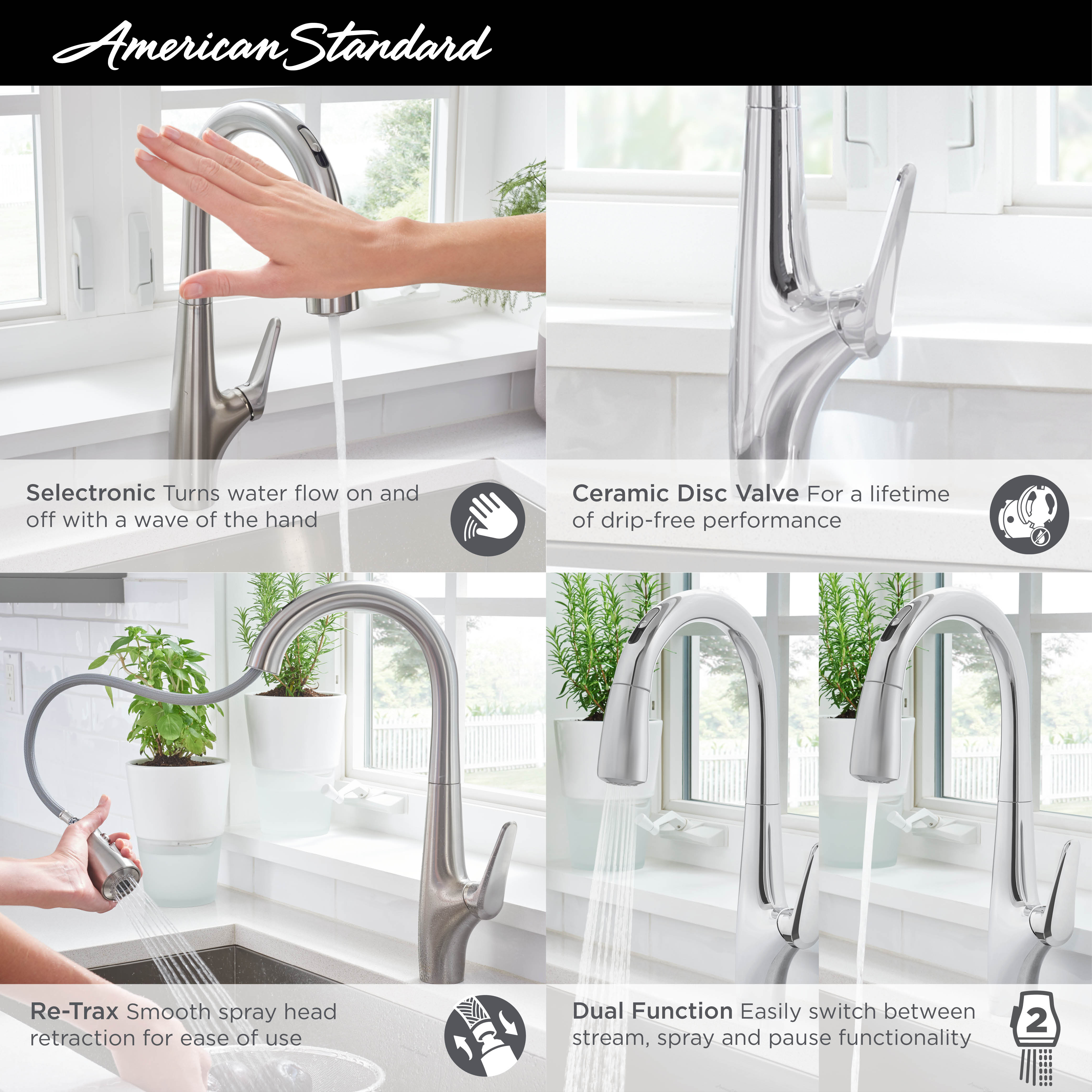 Avery™ Touchless Single-Handle Pull-Down Dual Spray Kitchen Faucet 1.5 gpm/5.7 L/min