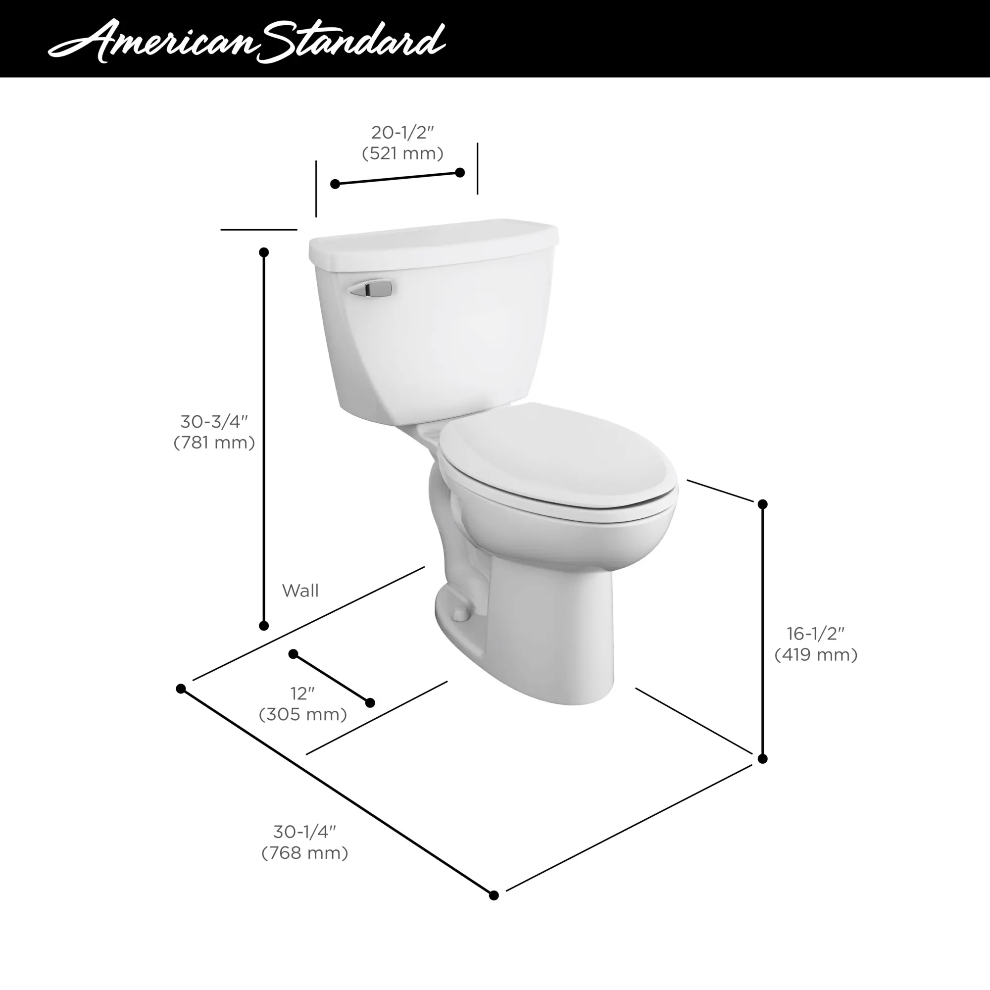 Cadet® Two-Piece Pressure Assist 1.1 gpf/4.2 Lpf Chair Height Elongated EverClean® Toilet