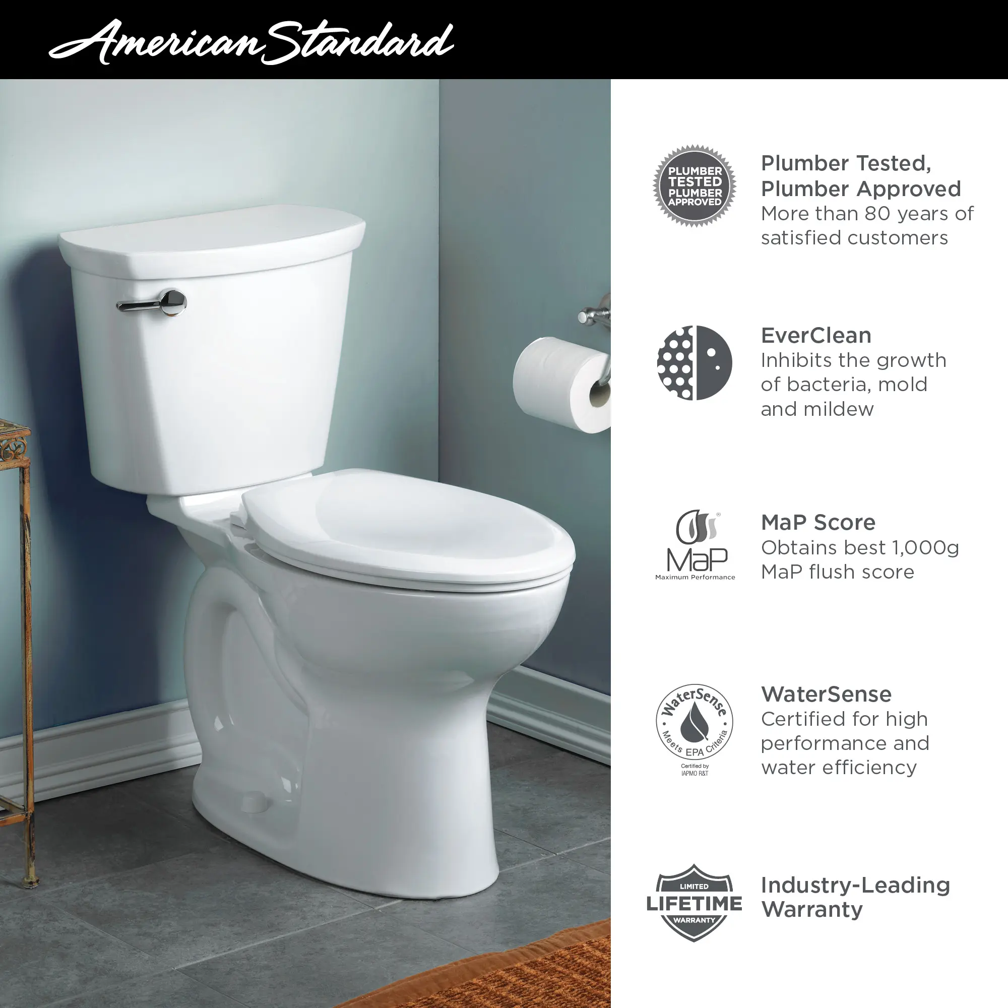 Cadet® PRO Two-Piece 1.28 gpf/4.8 Lpf Chair Height Elongated Toilet Less Seat