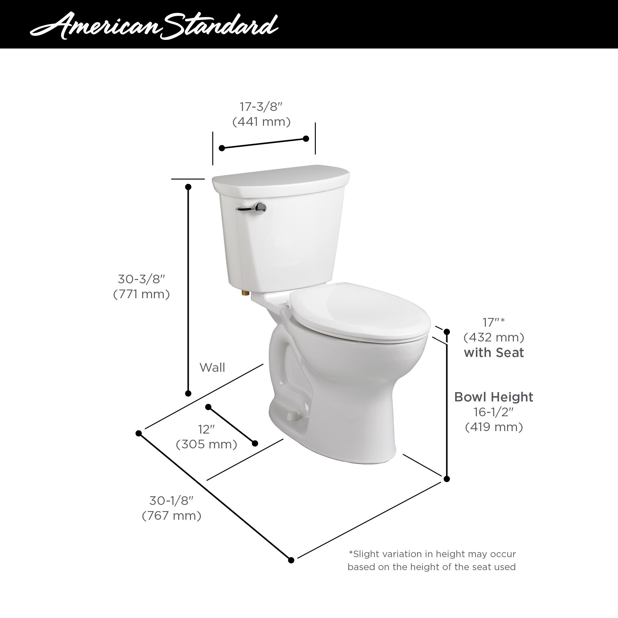 Cadet PRO Two Piece 1.28 gpf 4.8 Lpf Chair Height Elongated