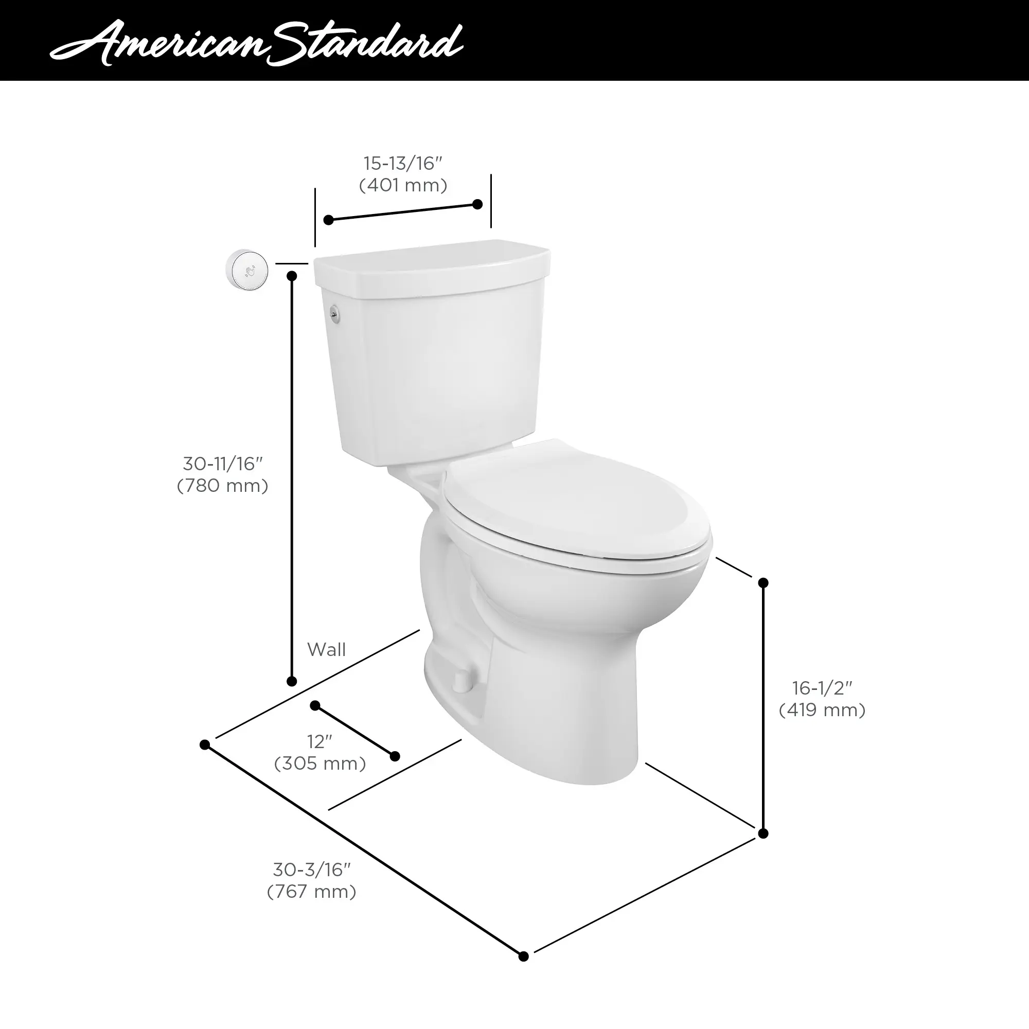 Cadet® Touchless Chair Height Elongated Toilet Less Seat