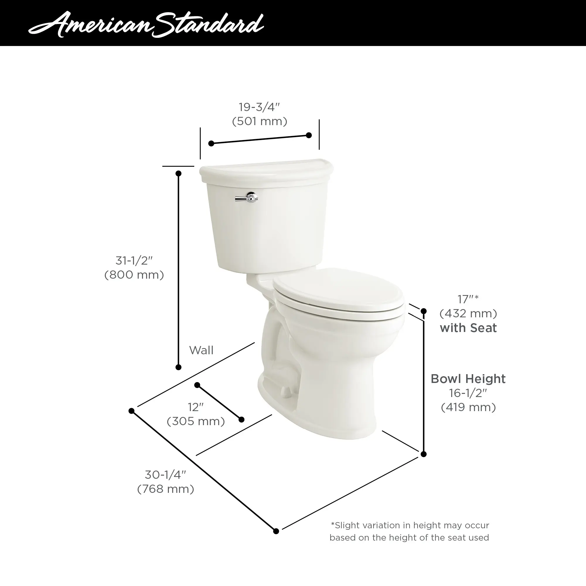 Retrospect Champion PRO Two-Piece 1.28 gpf/4.8 Lpf Chair Height Elongated Toilet Less Seat