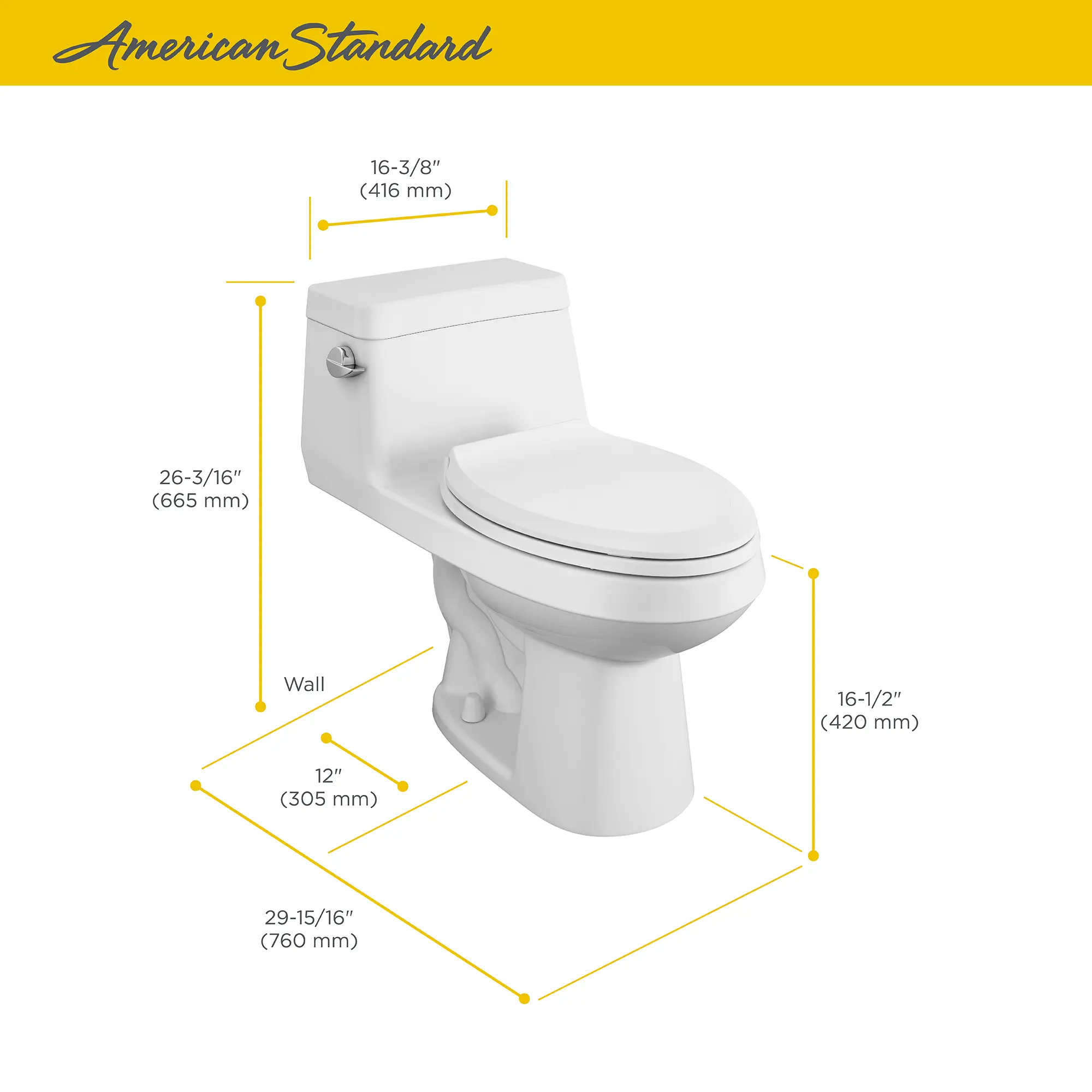 Colony® One-Piece 1.28 gpf/4.8 Lpf Chair Height Elongated Toilet With Seat