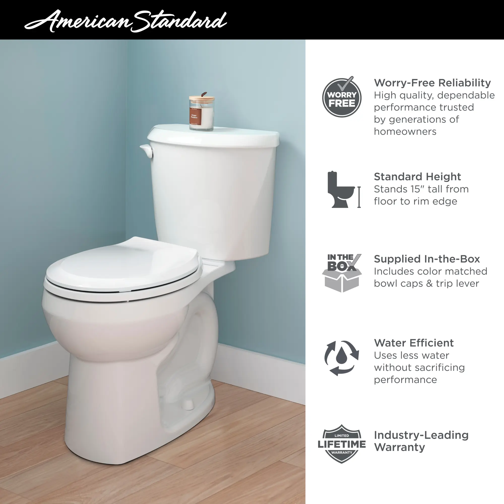 Colony® Two-Piece 1.6 gpf/6.0 Lpf Standard Height Round Front Toilet Less Seat