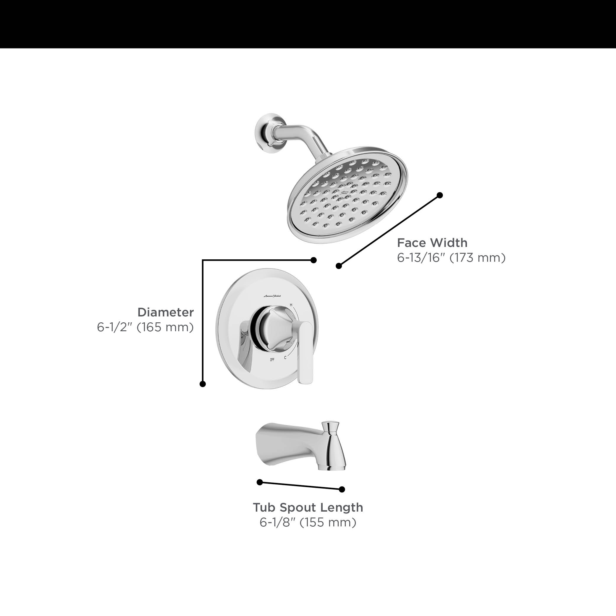 Corsham 1.8 gpm/6.8 L/min Tub and Shower Trim Kit With Water-Saving Showerhead, Double Ceramic Pressure Balance Cartridge With Lever Handle