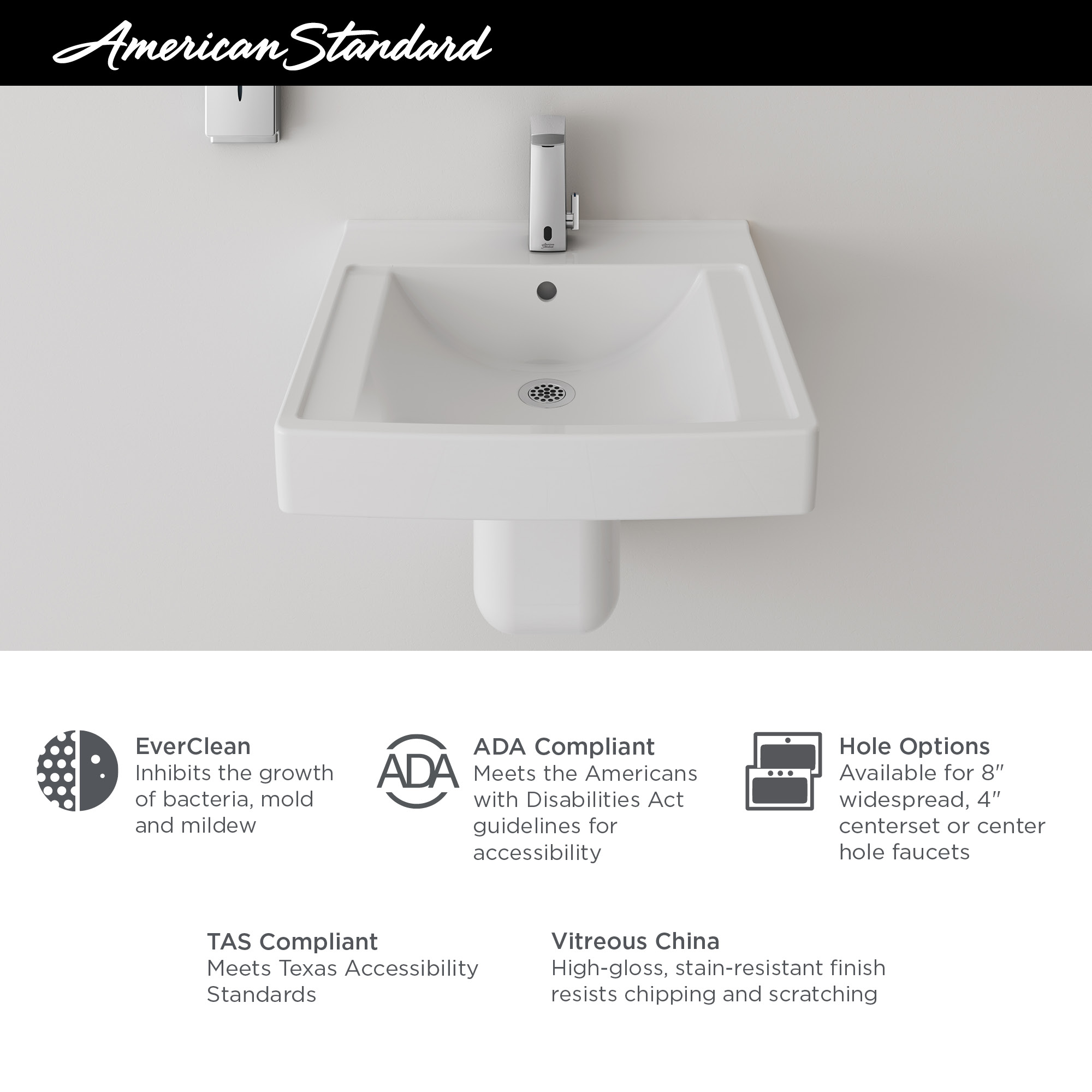 Decorum™ 21 x 20-1/4-Inch (533 x 514 mm) Wall-Hung EverClean™ Sink With 4-Inch Centerset