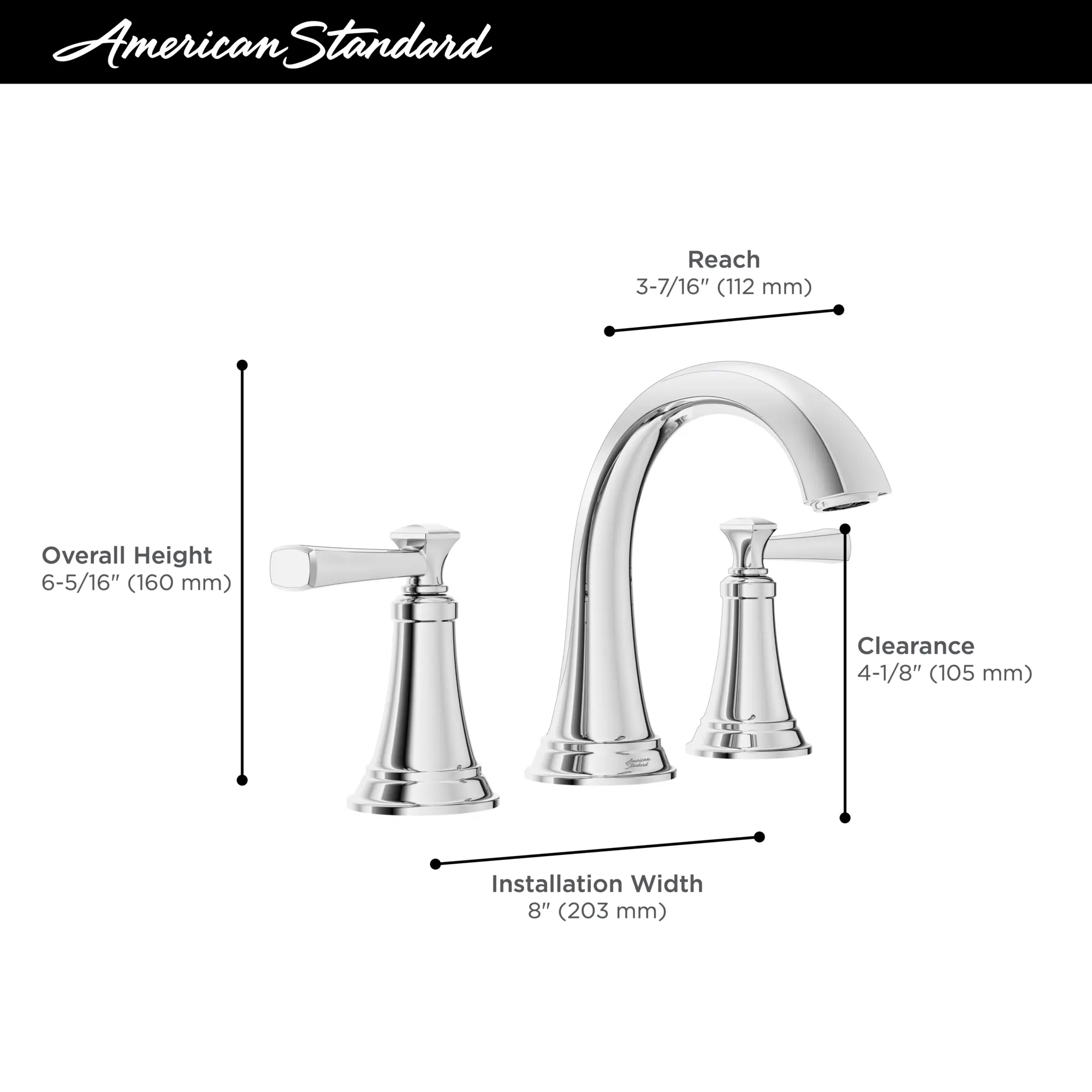 Glenmere 8-Inch Widespread 2-Handle Bathroom Faucet 1.2 gpm/4.5 L/min With Lever Handles