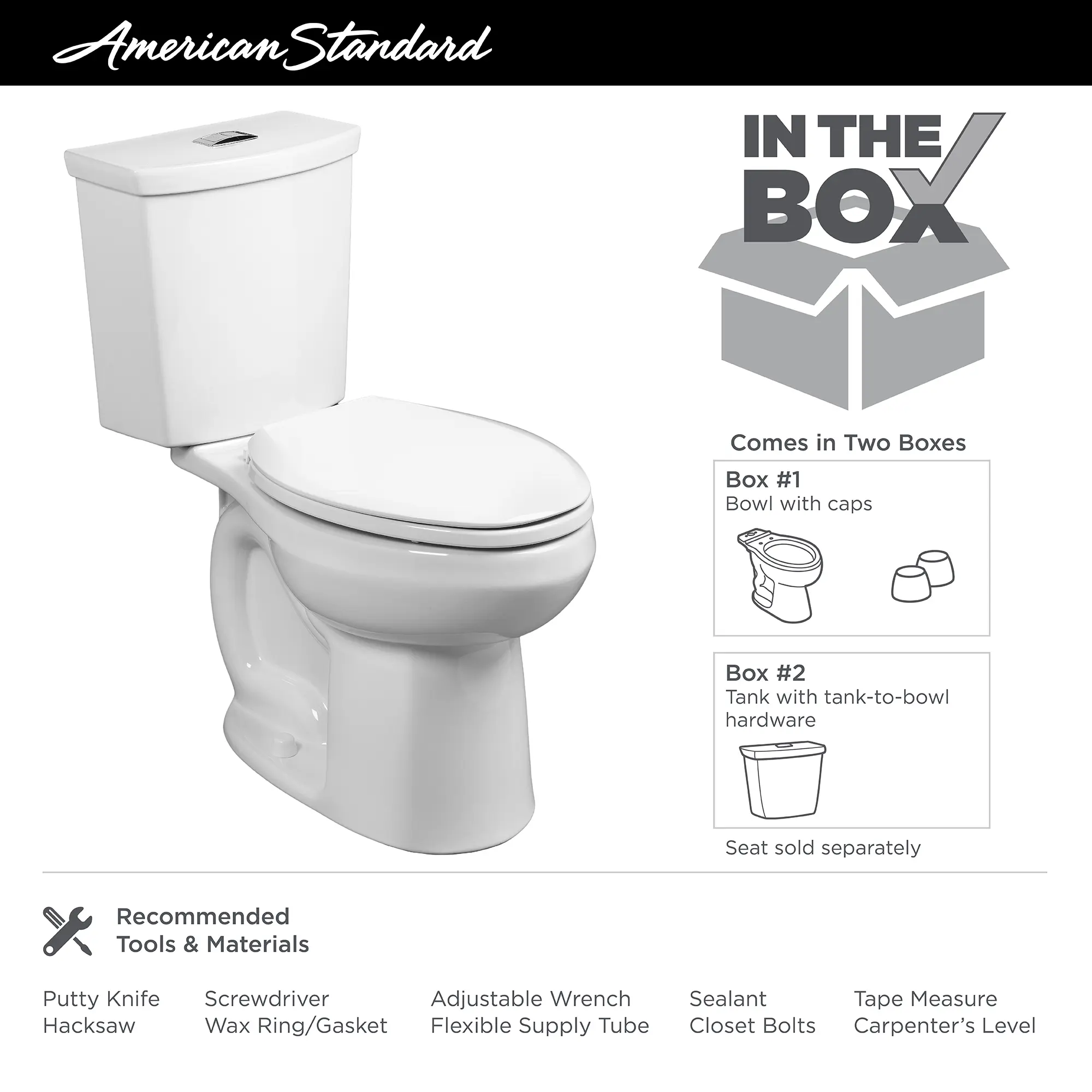 H2Option® Two-Piece Dual Flush 1.28 gpf/4.8 Lpf and 0.92 gpf/3.5 Lpf Chair Height Elongated Toilet Less Seat