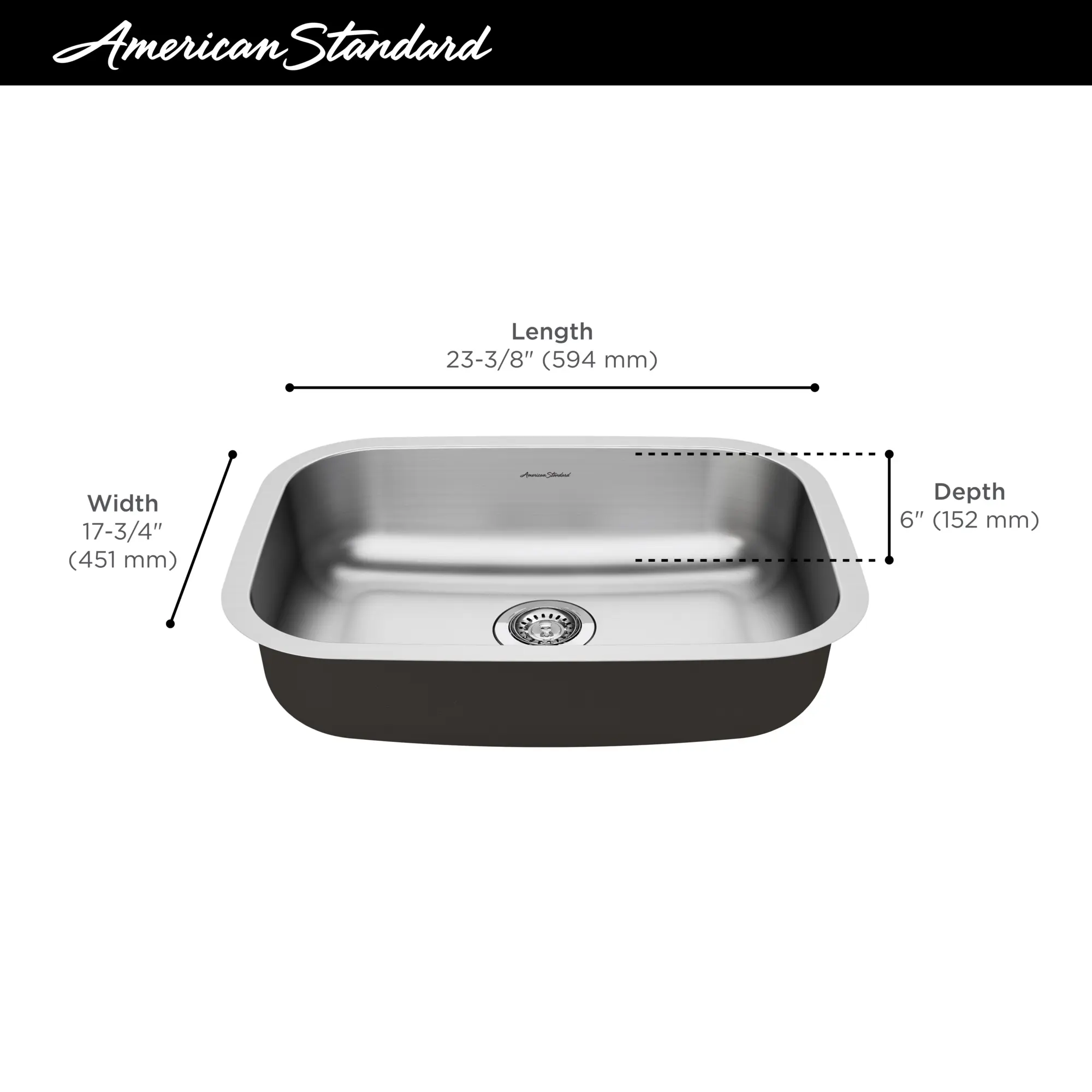 Portsmouth® 23 x 18-Inch Stainless Steel Undermount Single-Bowl ADA Kitchen Sink