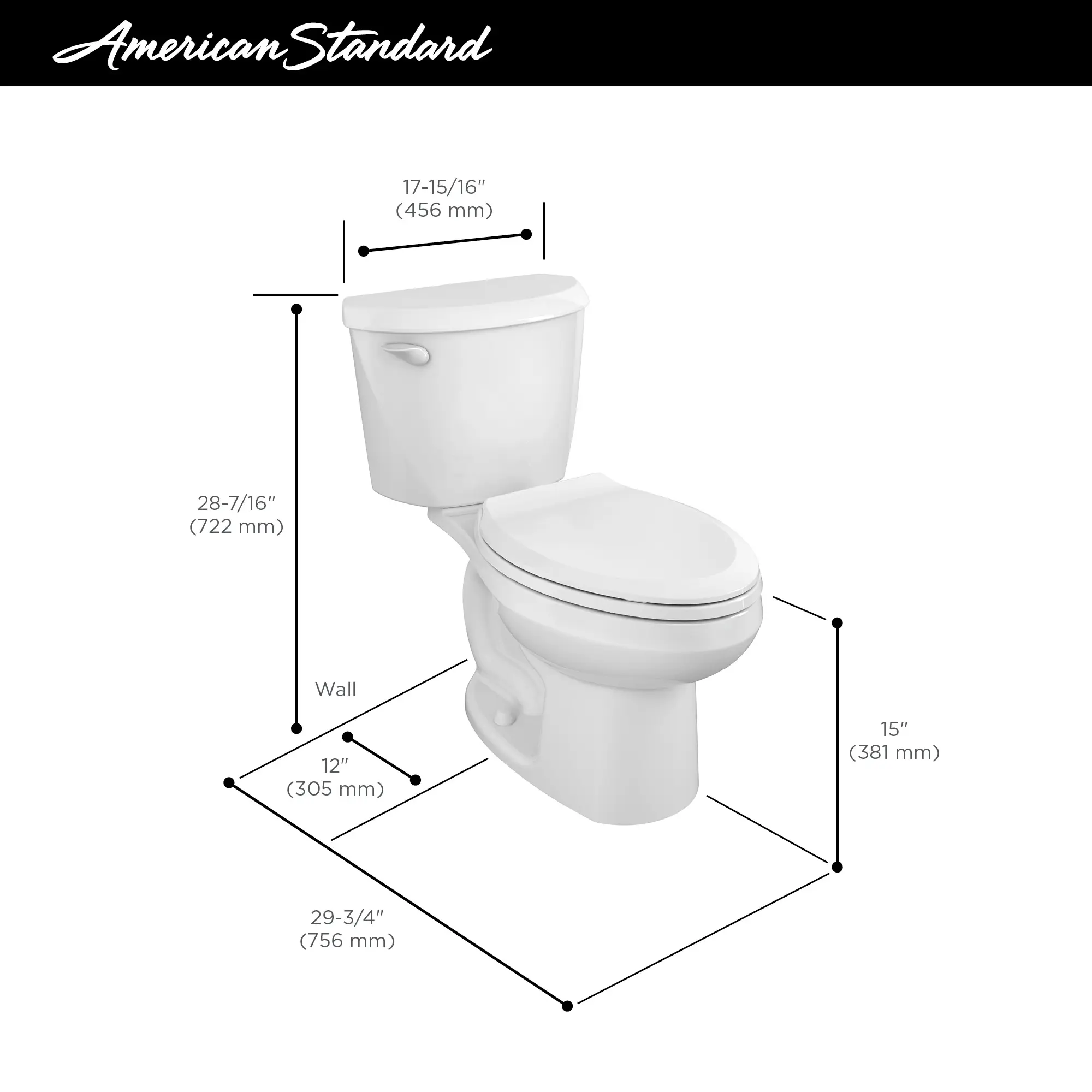 Colony®3 Two-Piece 1.28 gpf/4.8 Lpf Standard Height Elongated Toilet Less Seat