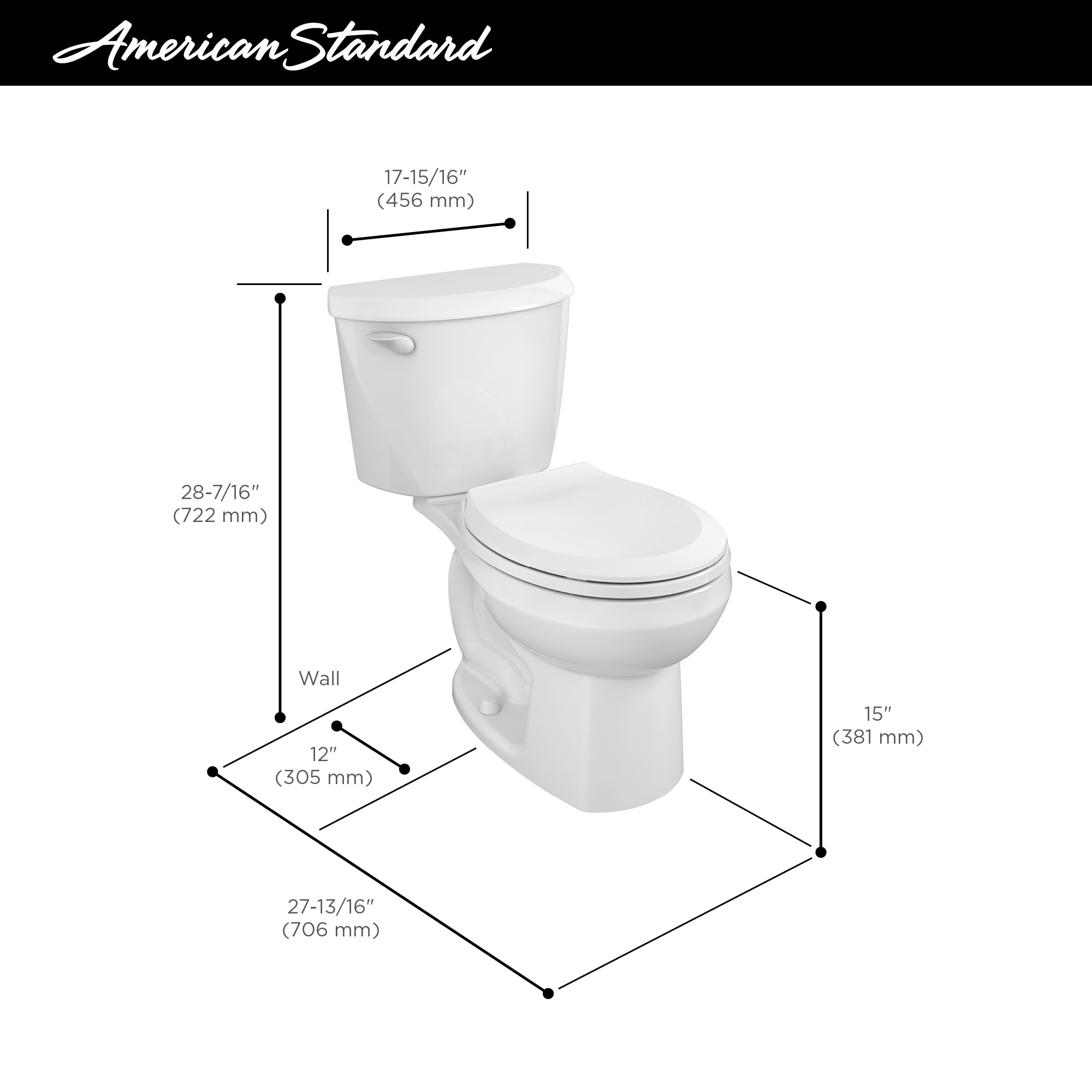 Colony®3 Two-Piece 1.28 gpf/4.8 Lpf Standard Height Round-Front Toilet Less Seat