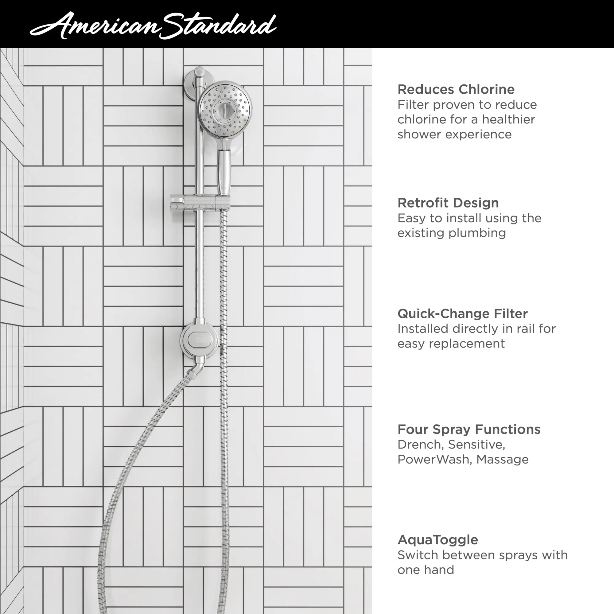 Spectra Filtered 4-Spray Hand Shower Rail System