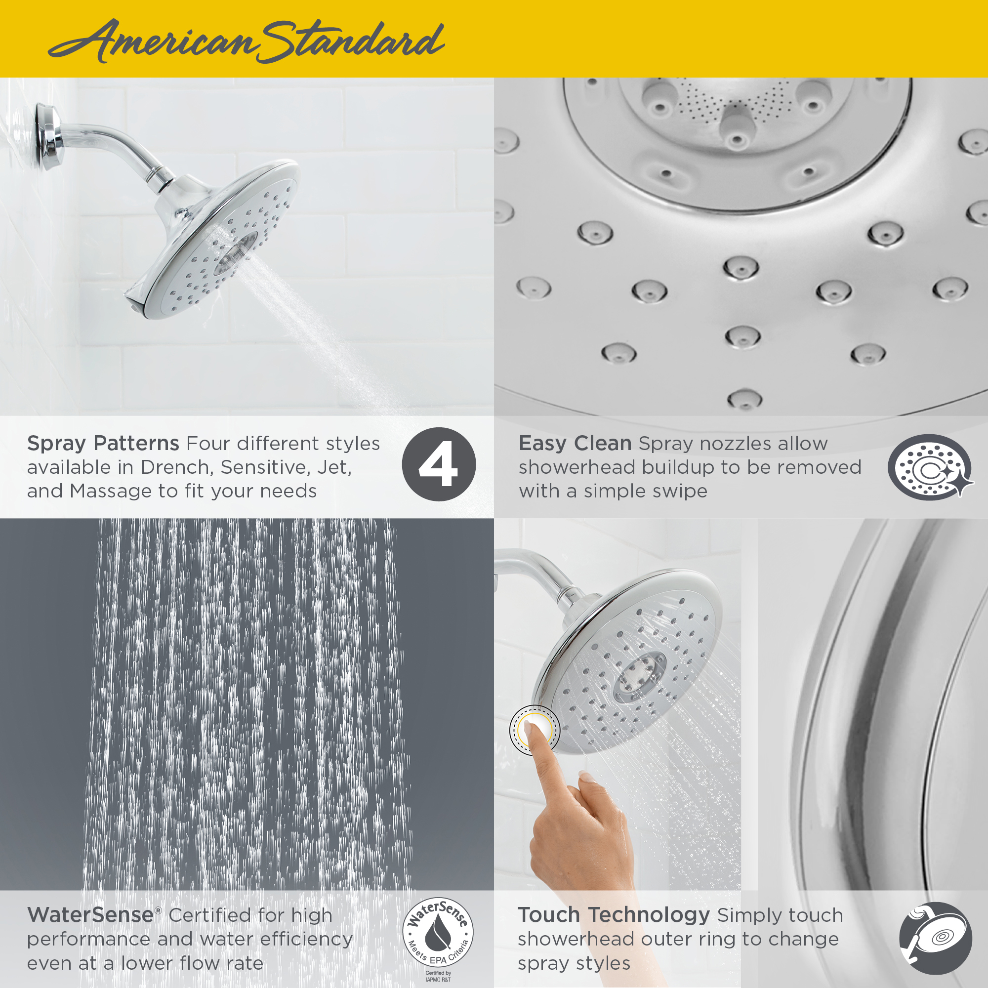 Spectra™ Touch 7-Inch 1.8 gpm/6.8 L/min Water-Saving Fixed Showerhead