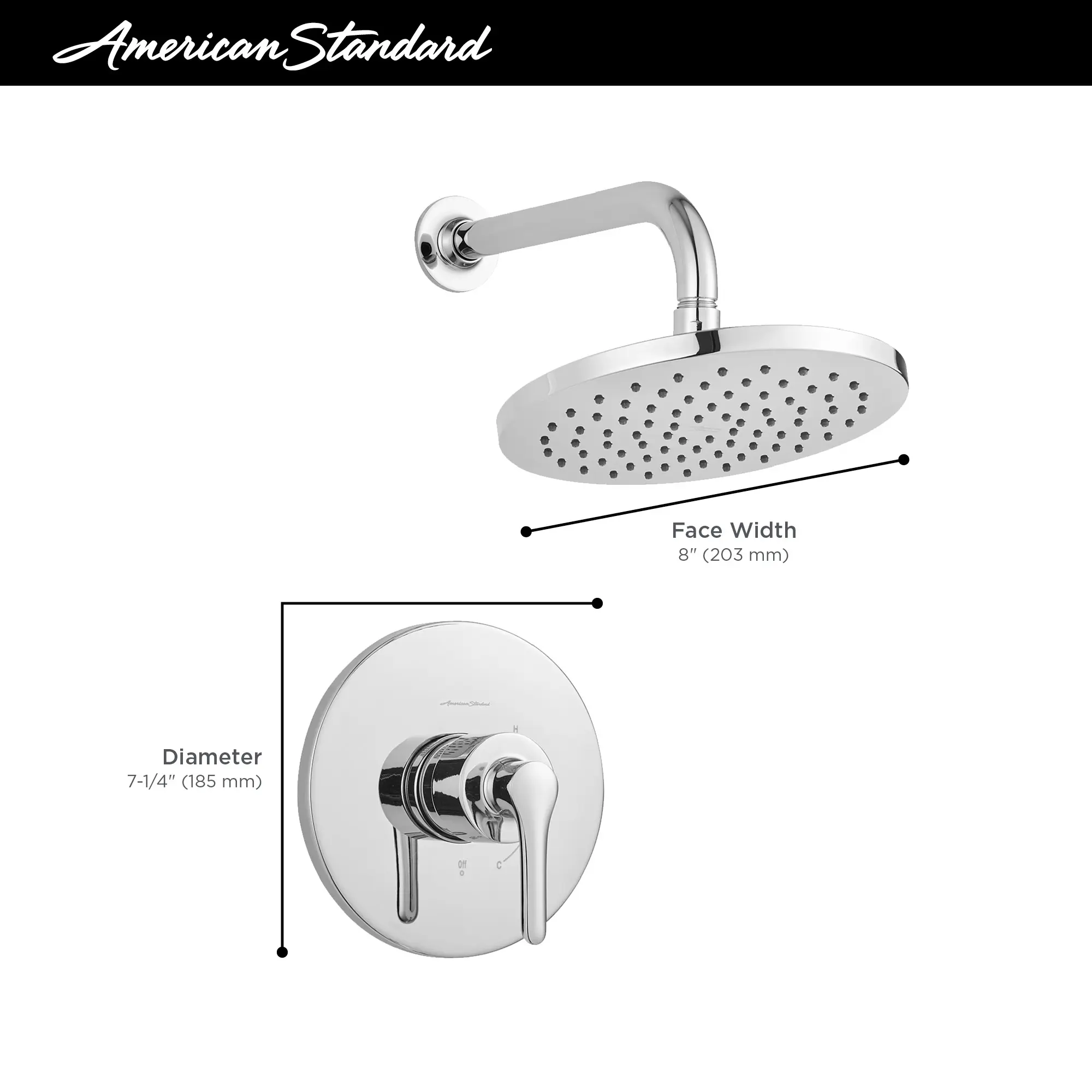 Studio® S 2.5 gpm/ 6.8 L/min  Shower Only Trim With Rain Showerhead With Double Ceramic Balance Cartridge With Lever Handle