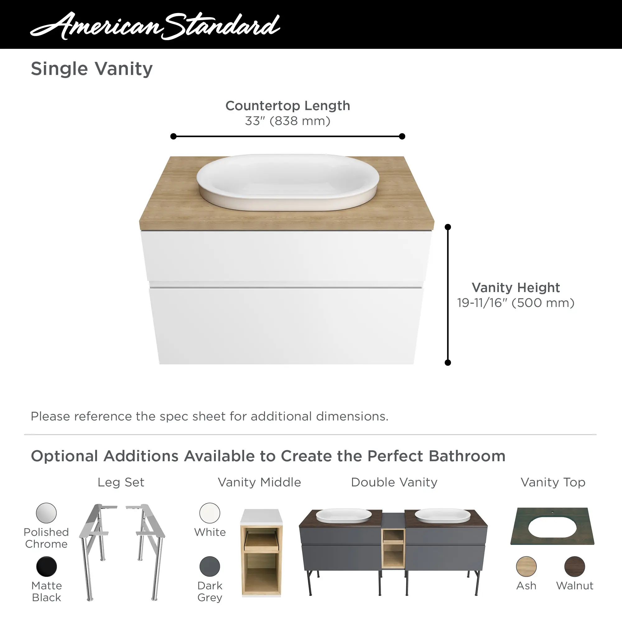 Studio® S Above Counter Sink Top with Center Hole Only