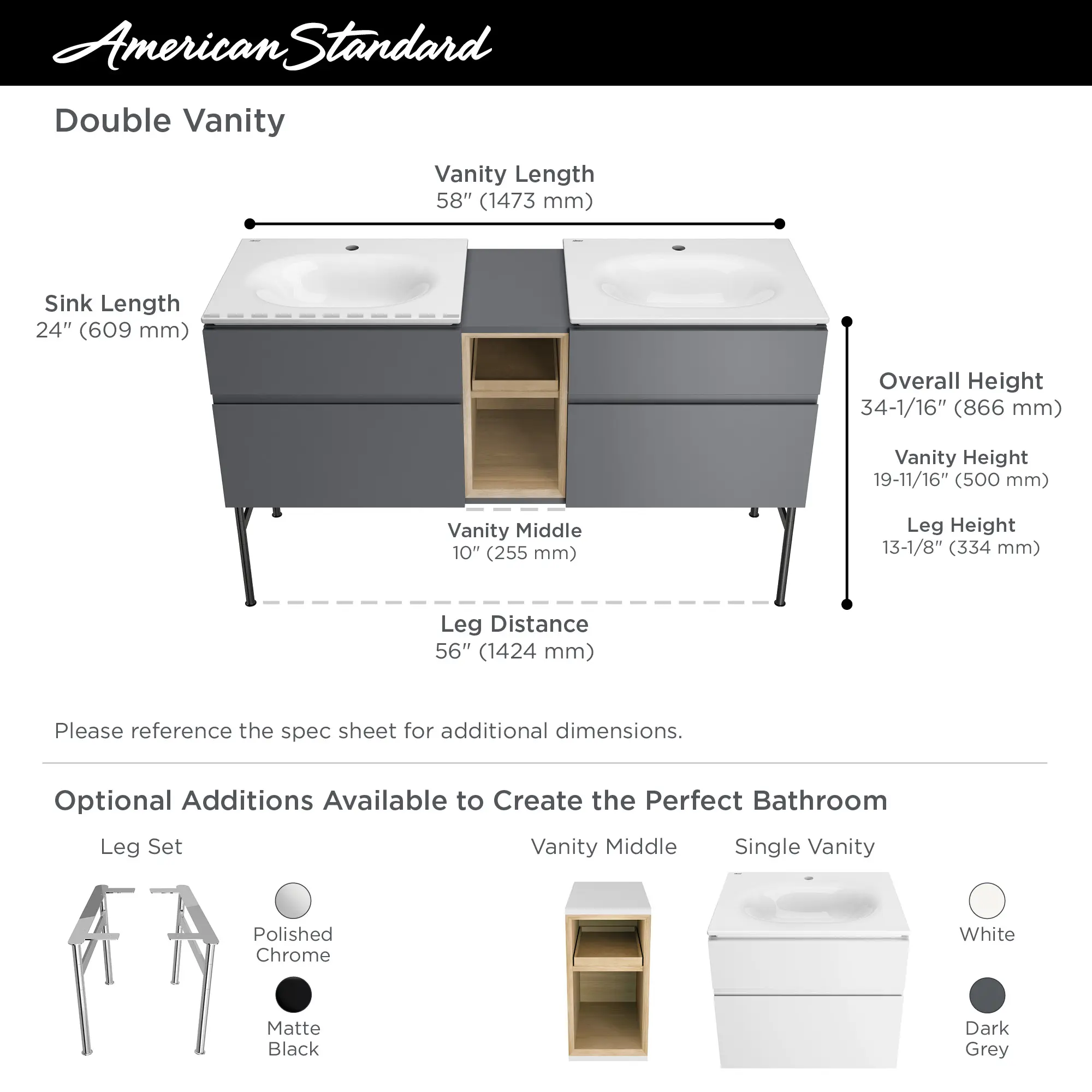 Studio® S 24-Inch Vitreous China Vanity Sink Top Center Hole Only