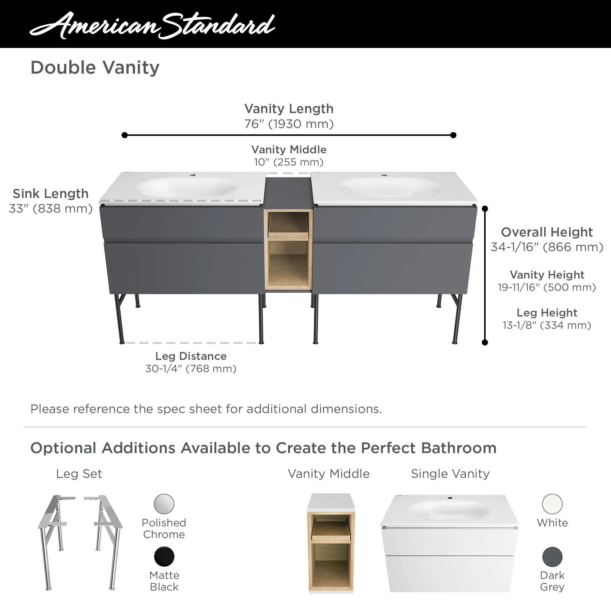 Studio® S 33-Inch Vitreous China Vanity Sink Top Center Hole Only