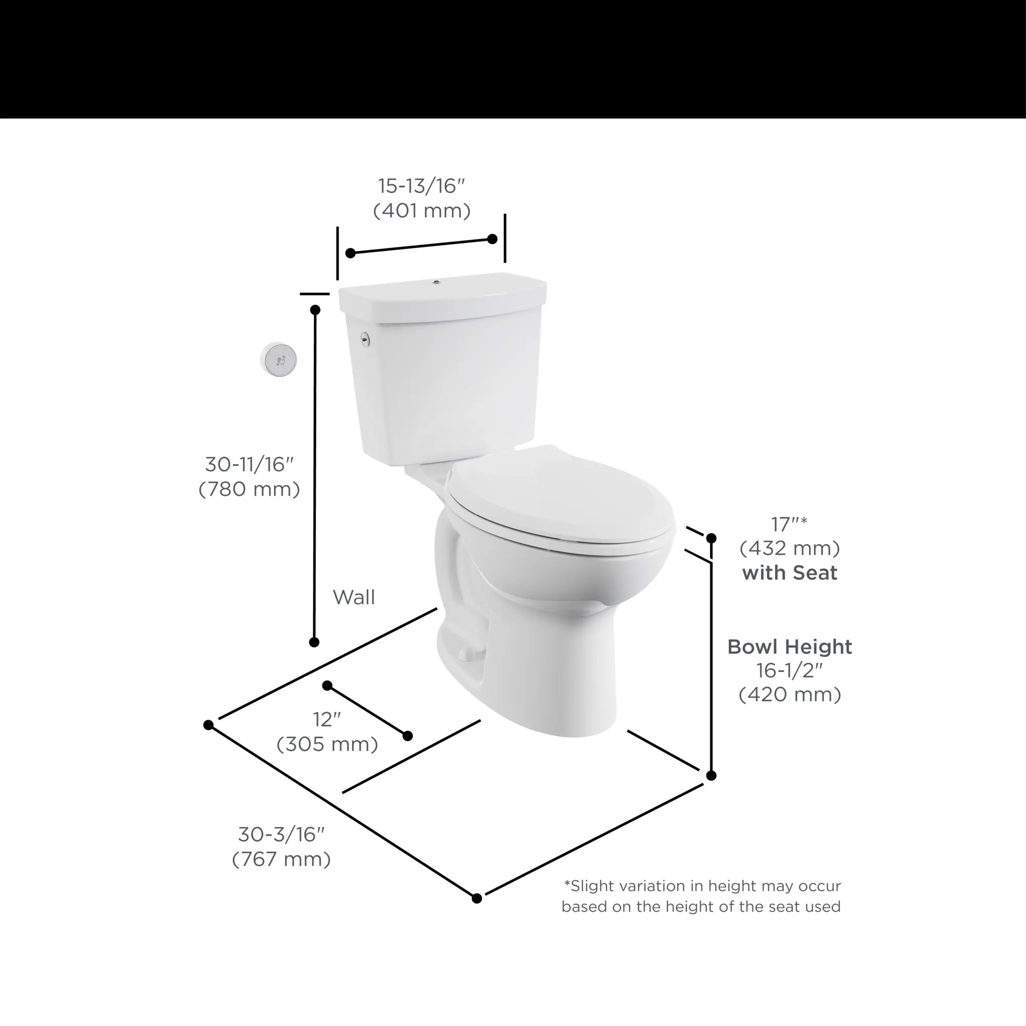 Cadet® Touchless Chair Height Elongated Toilet with Locking Device - Less Seat