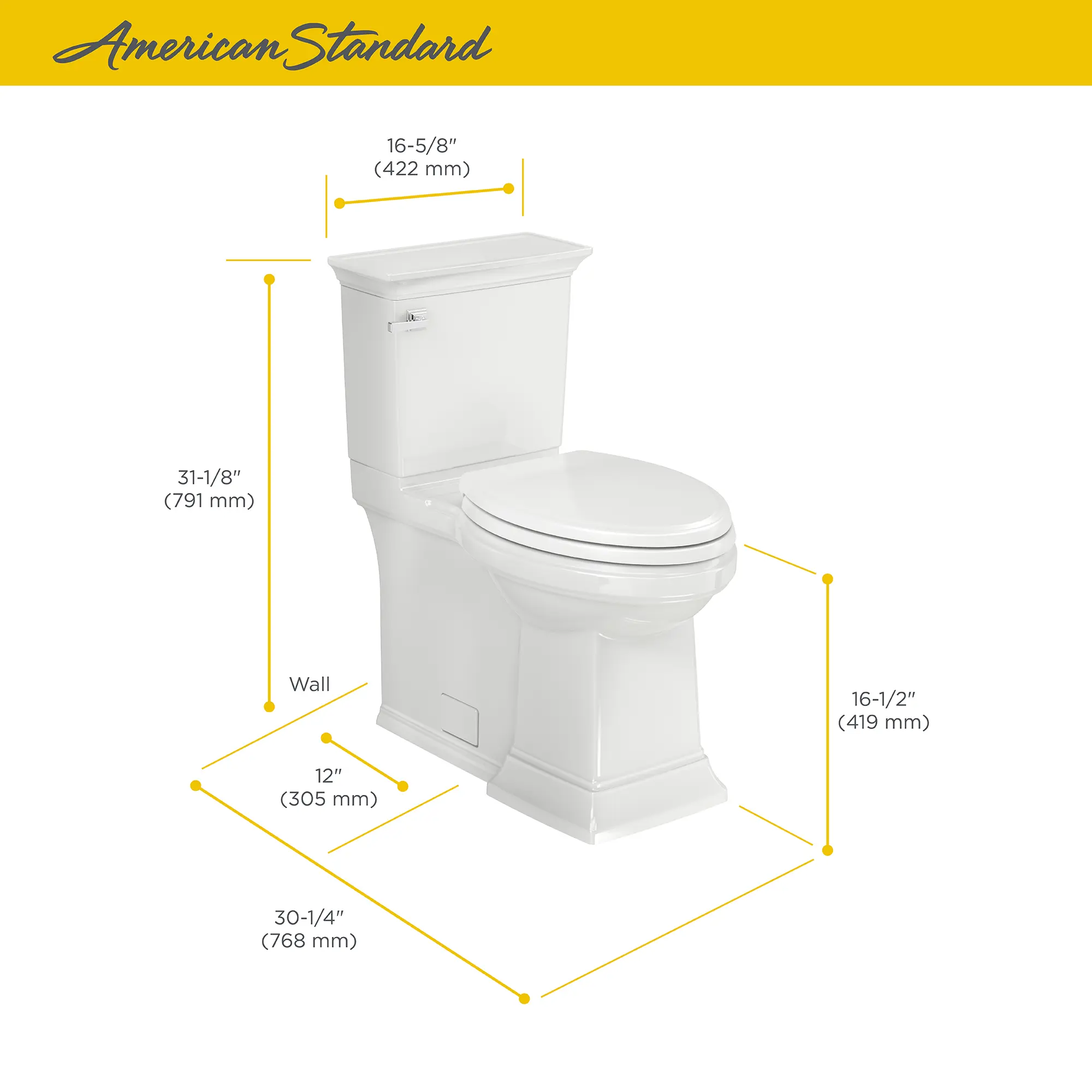 Town Square® S Skirted Two-Piece 1.28 gpf/4.8 Lpf Chair Height Elongated Toilet With Seat