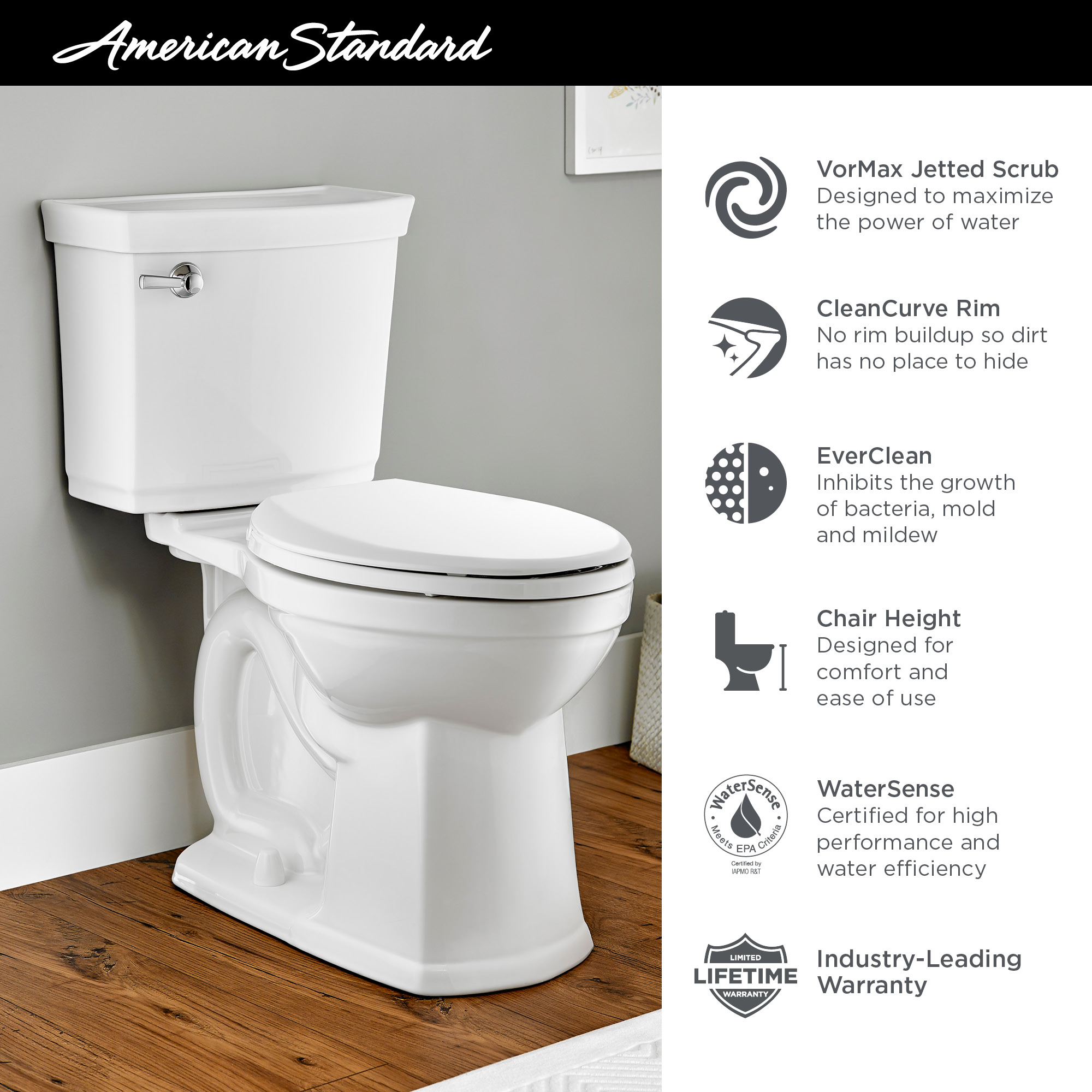 Ultima VorMax Two-Piece 1.28 gpf/4.8 Lpf Chair Height Elongated Toilet ...