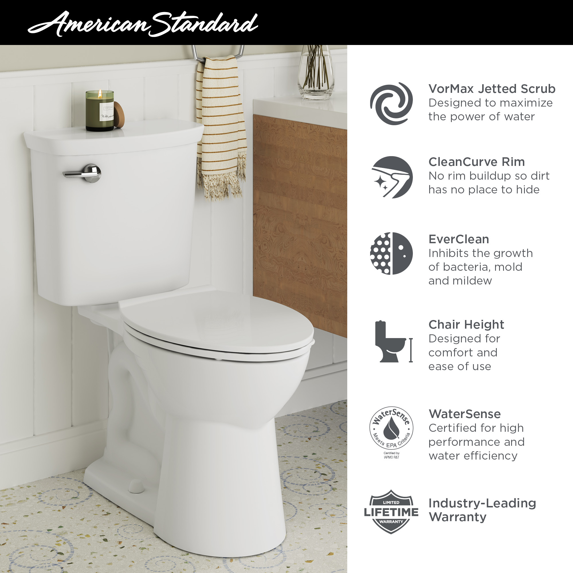 Townsend VorMax One-Piece 1.28 gpf/4.8 Lpf Chair Height Elongated Toilet  with Seat