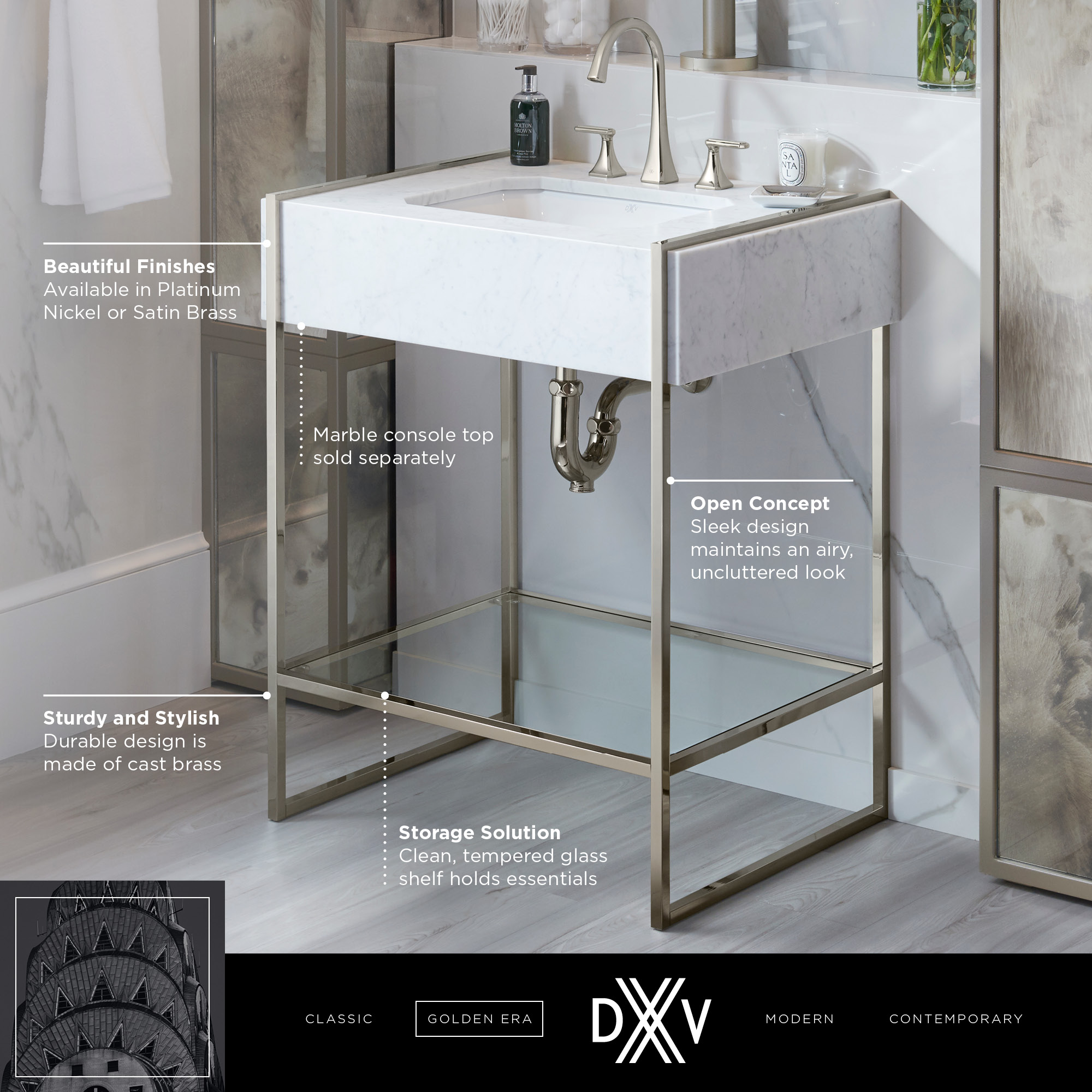 Luxury Bathroom Shelves Brass Shelves for bathroom Tempered Glass