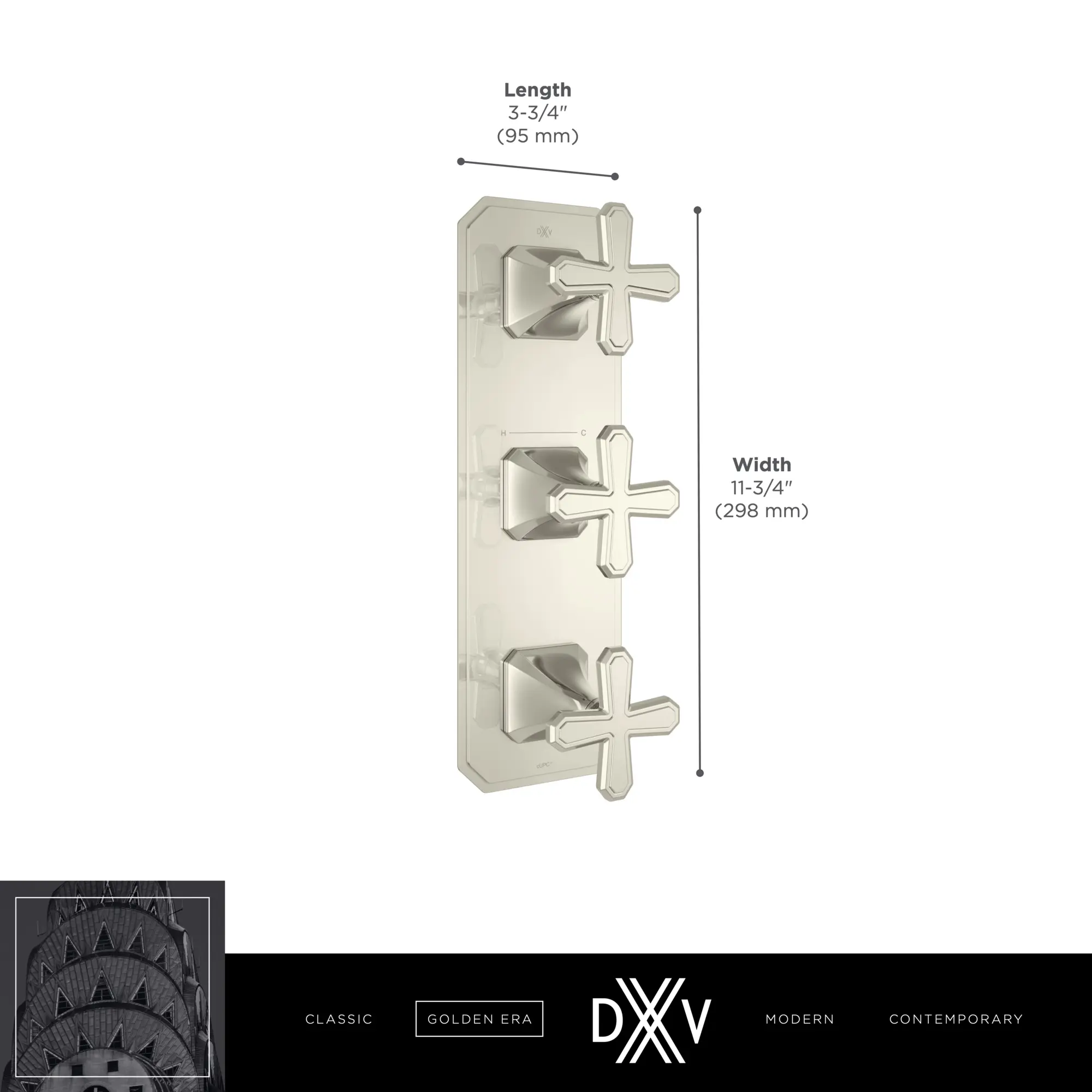 Belshire®  3-Handle Thermostatic Valve Trim Only with Cross Handles