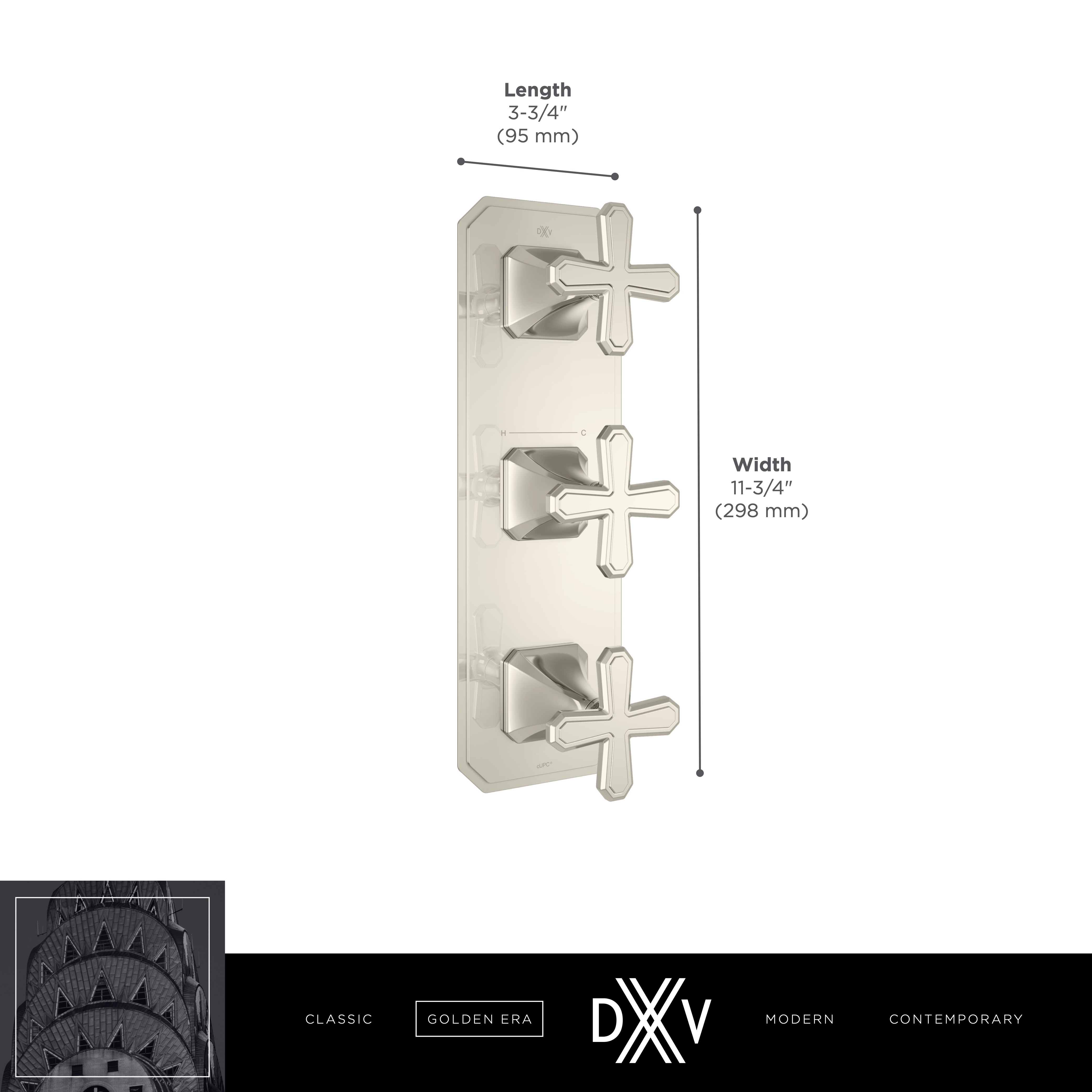 Belshire® 3-Handle Thermostatic Valve Trim Only with Cross Handles