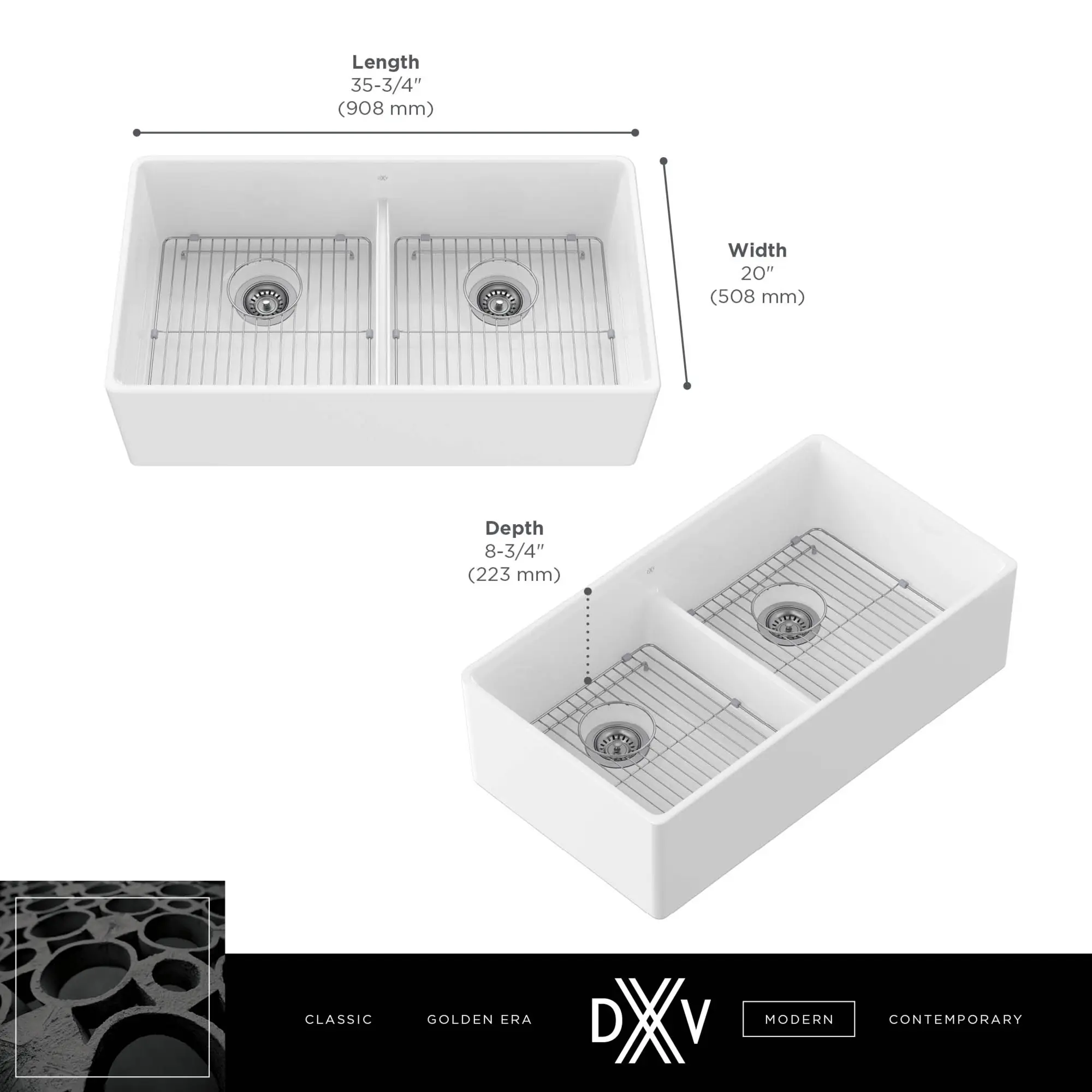 Etre 36 in. Double Apron Kitchen Sink