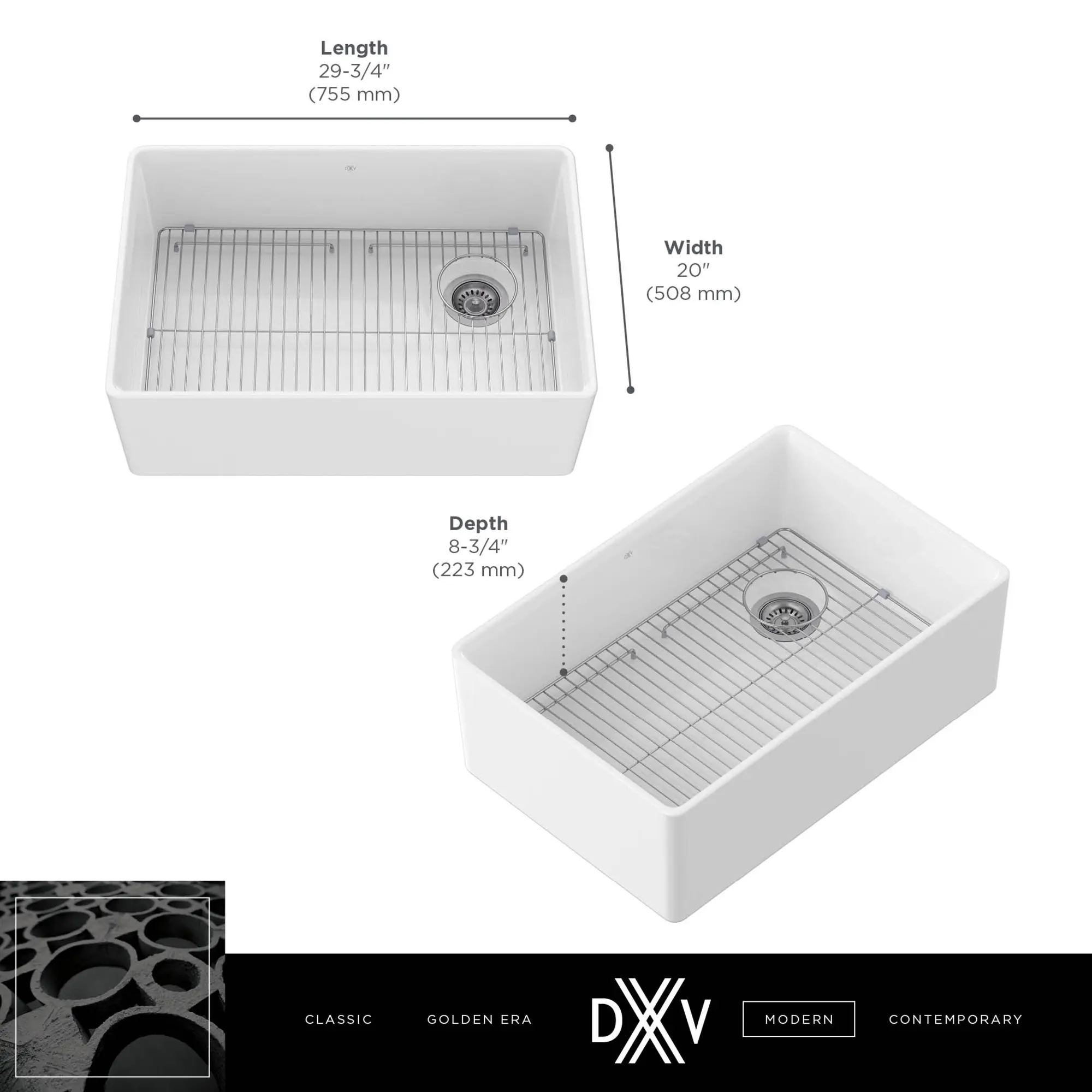 Etre 30 in. Apron Kitchen Sink with Offset Drain