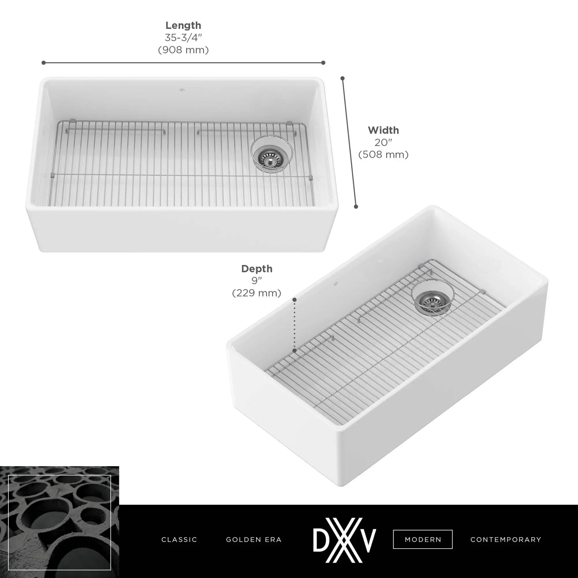 Etre 36 in. Apron Kitchen Sink with Offset Drain