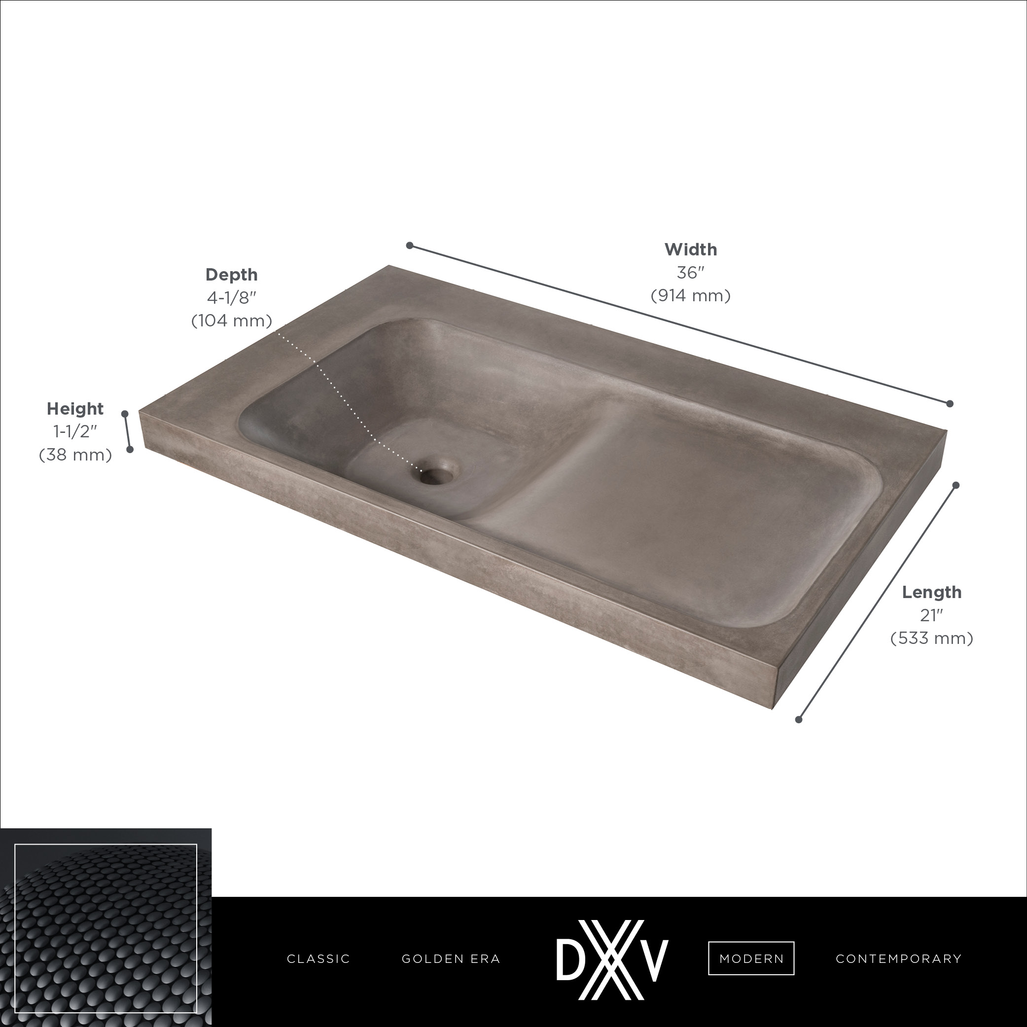 DXV Modulus® 36 in. Sink, No Hole