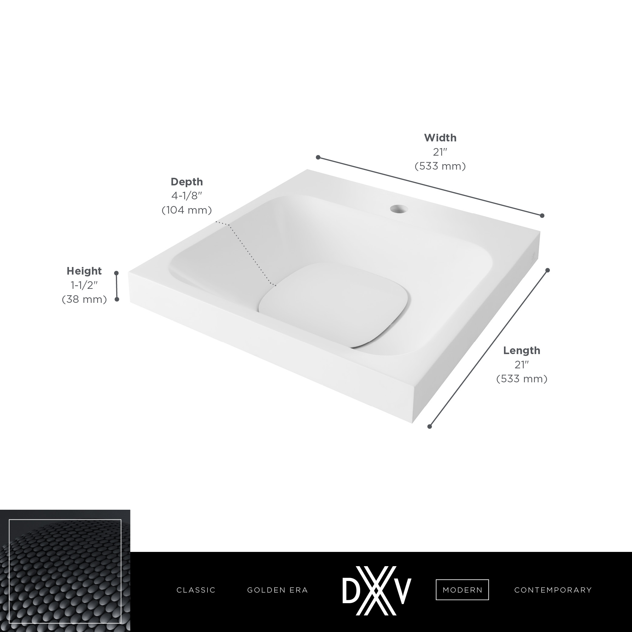 DXV Modulus™ 21 in. Sink, 1-Hole