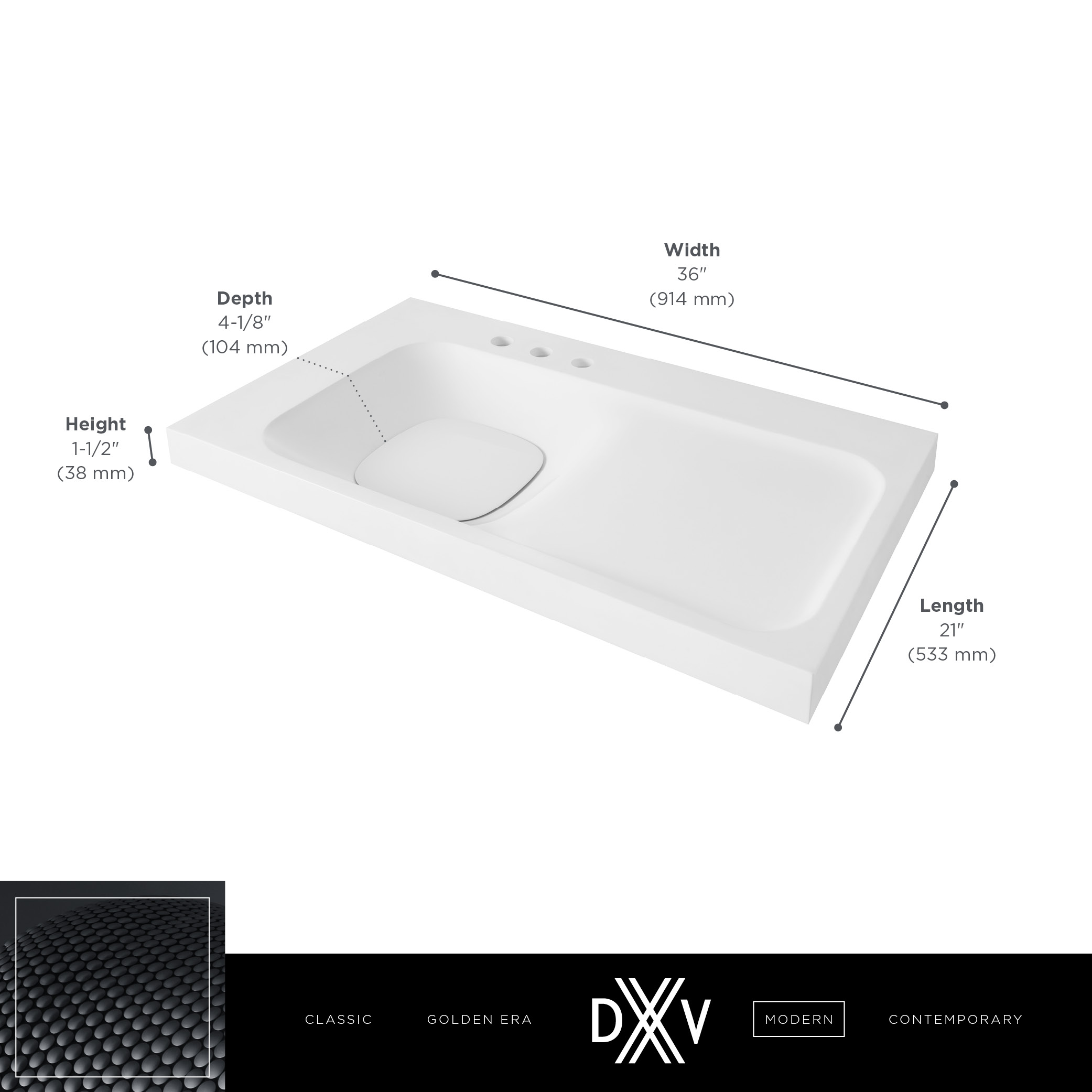 DXV Modulus™ 36 in. Concrete Sink, 3-Hole