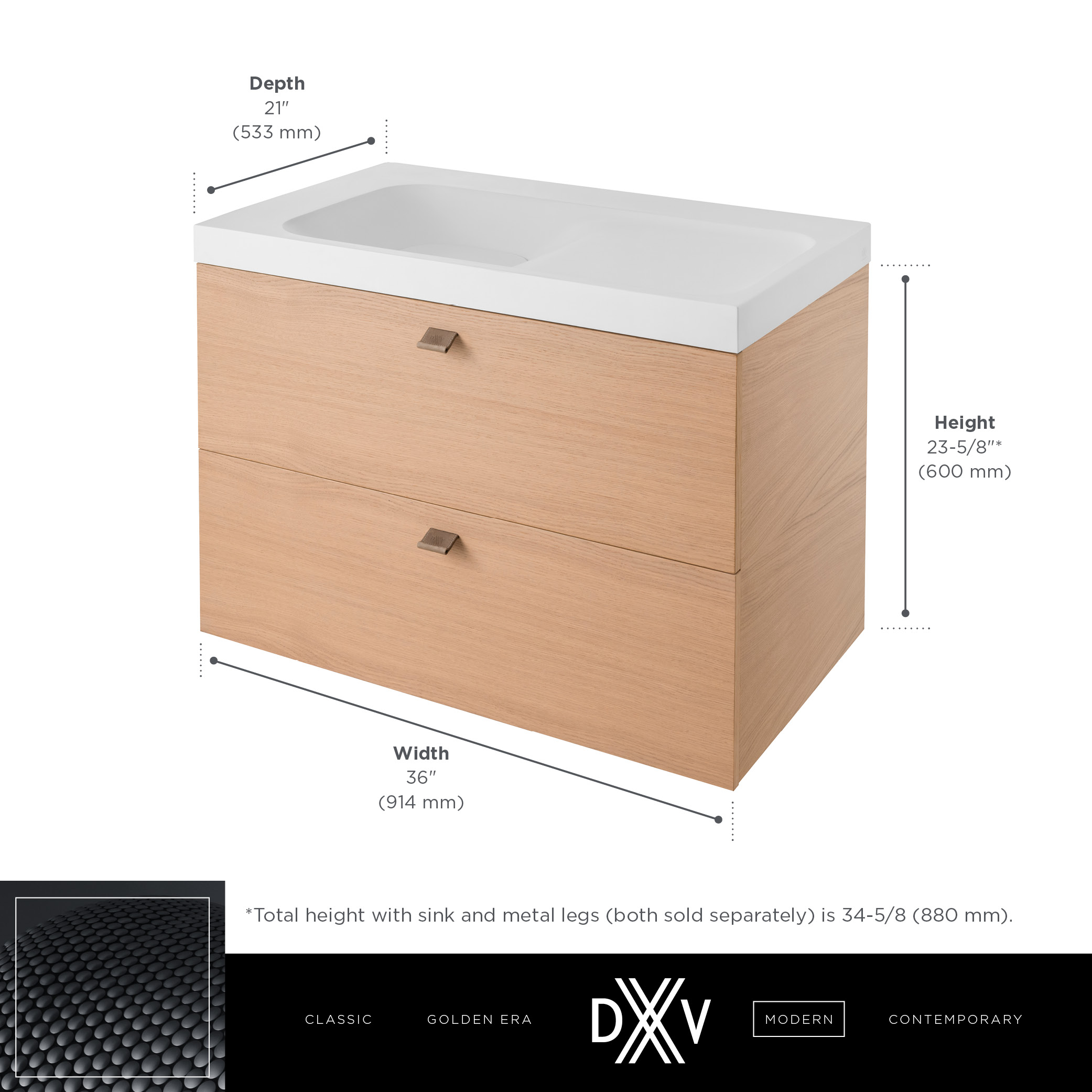 DXV Modulus® 36 in. Two-Drawer Single Vanity Only