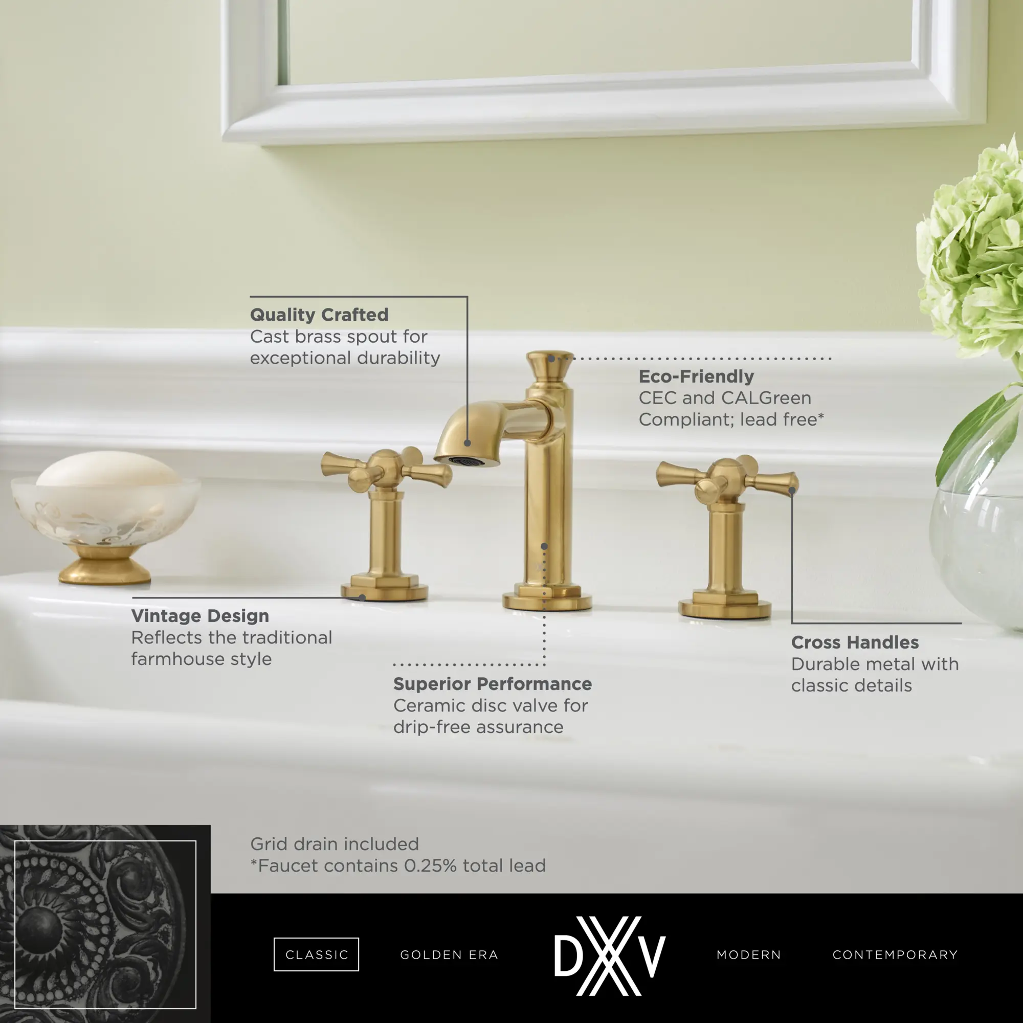 Oak Hill® 2-Handle Widespread Bathroom Faucet with Cross Handles