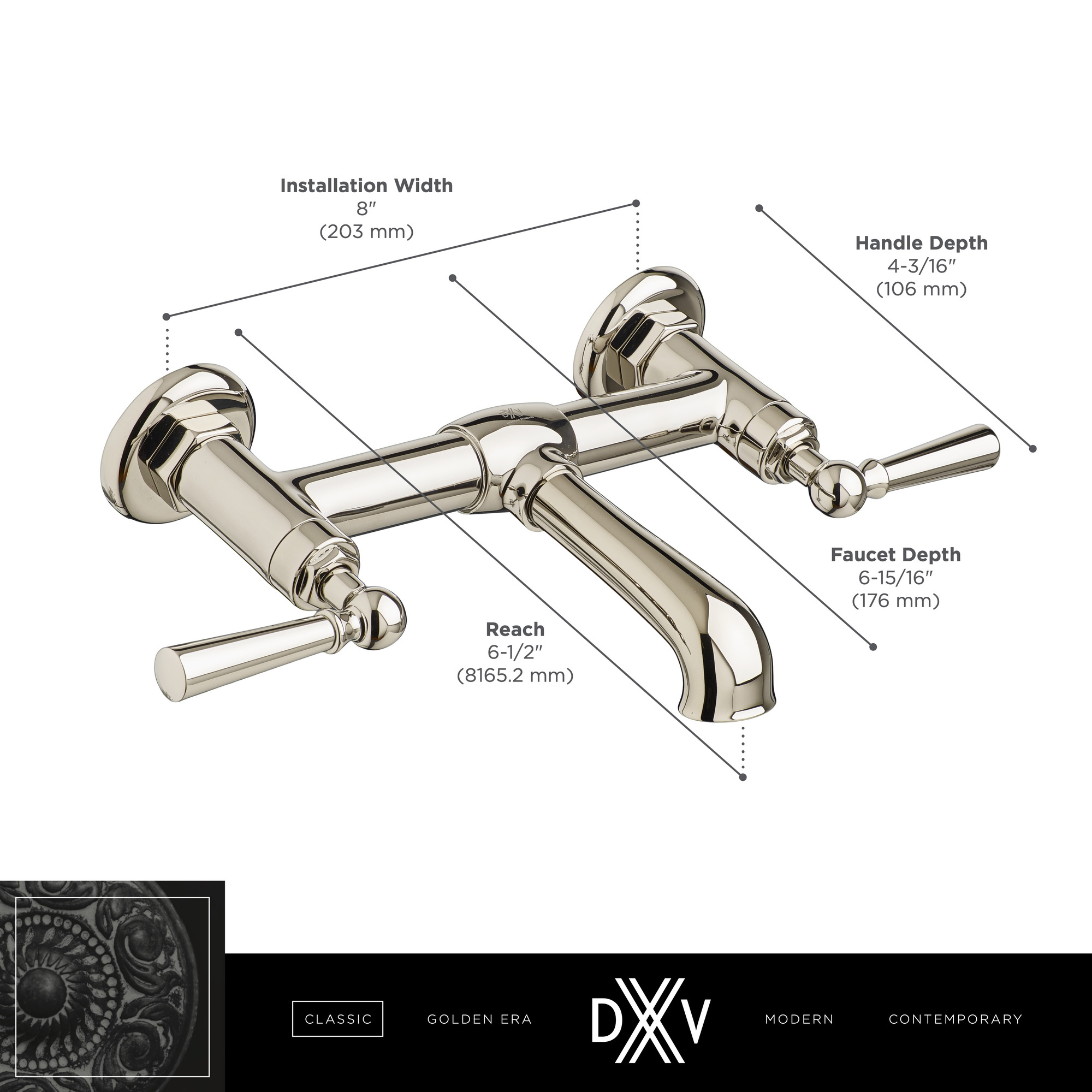 Oak Hill 2 Handle Wall Mount Bathroom Faucet With Lever Handles 4794