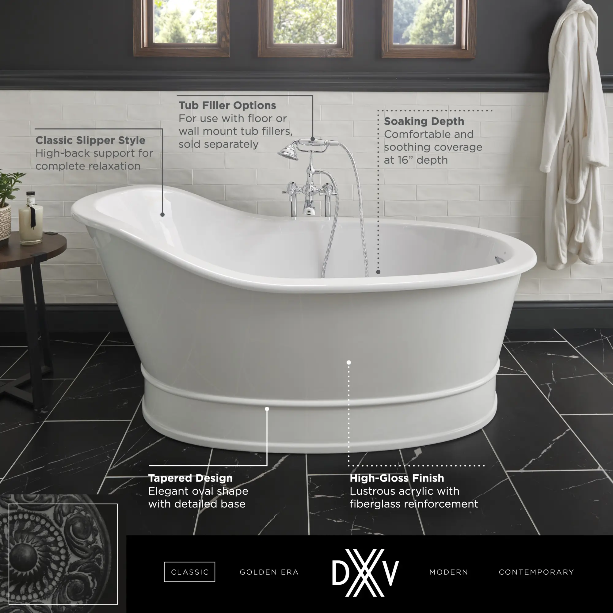 Oak Hill® 66 in. x 36 in. Freestanding Bathtub