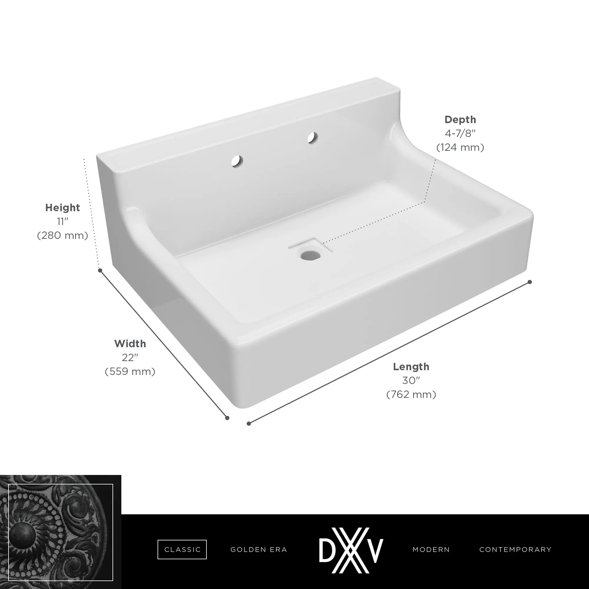 Oak Hill® 30 in. High-Back Sink, 2-Hole