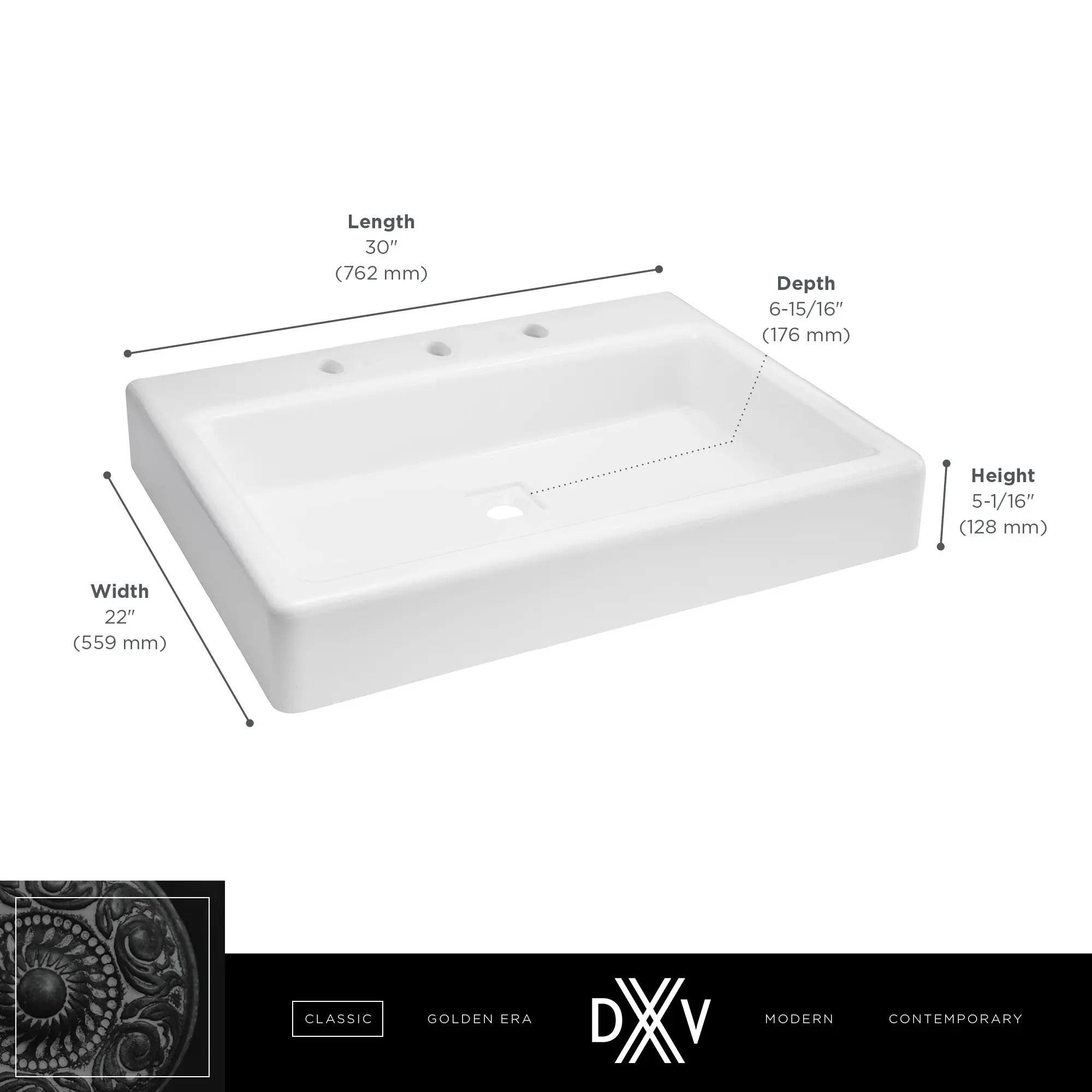 Oak Hill® 30 in. Sink, 3-Hole