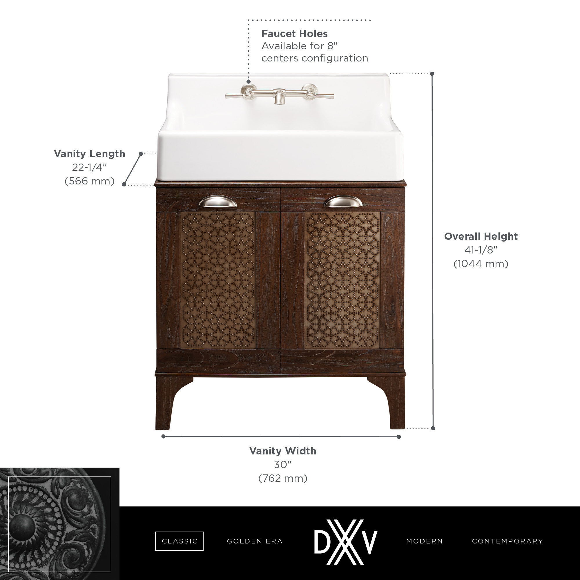 DXV D20160800.144 Oak Hill 30 Inch Bathroom Console Sink