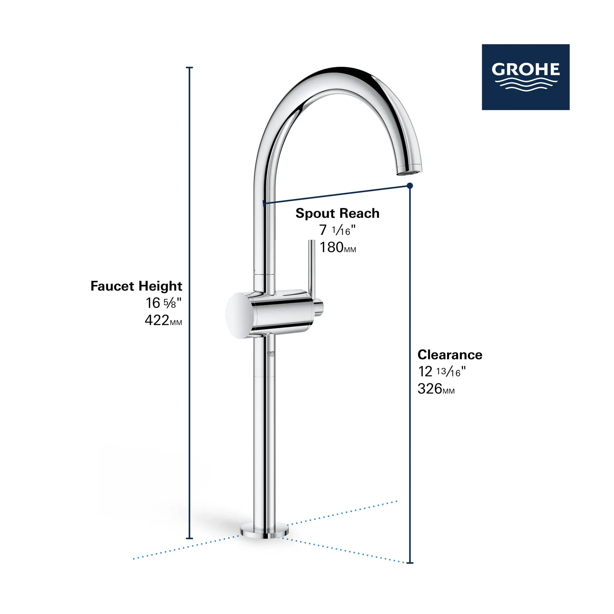 Single Hole Single-Handle Deck Mount Vessel Sink Faucet 4.5 L/min (1.2 gpm)