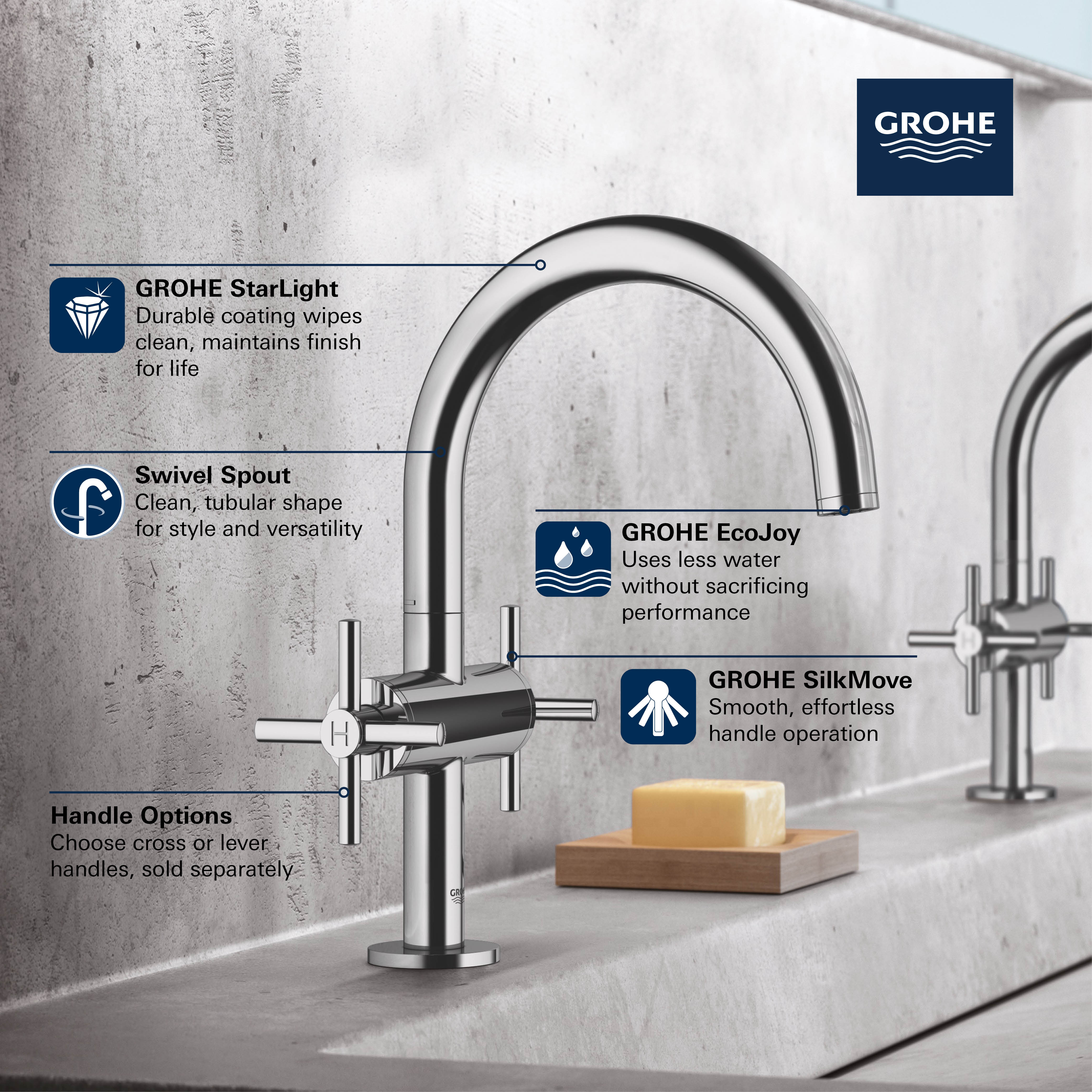 ATRIO - SIZE S  Grifo para lavabo con 3 orificios Grifo para lavabo de  pared con rosetas separadas By Grohe