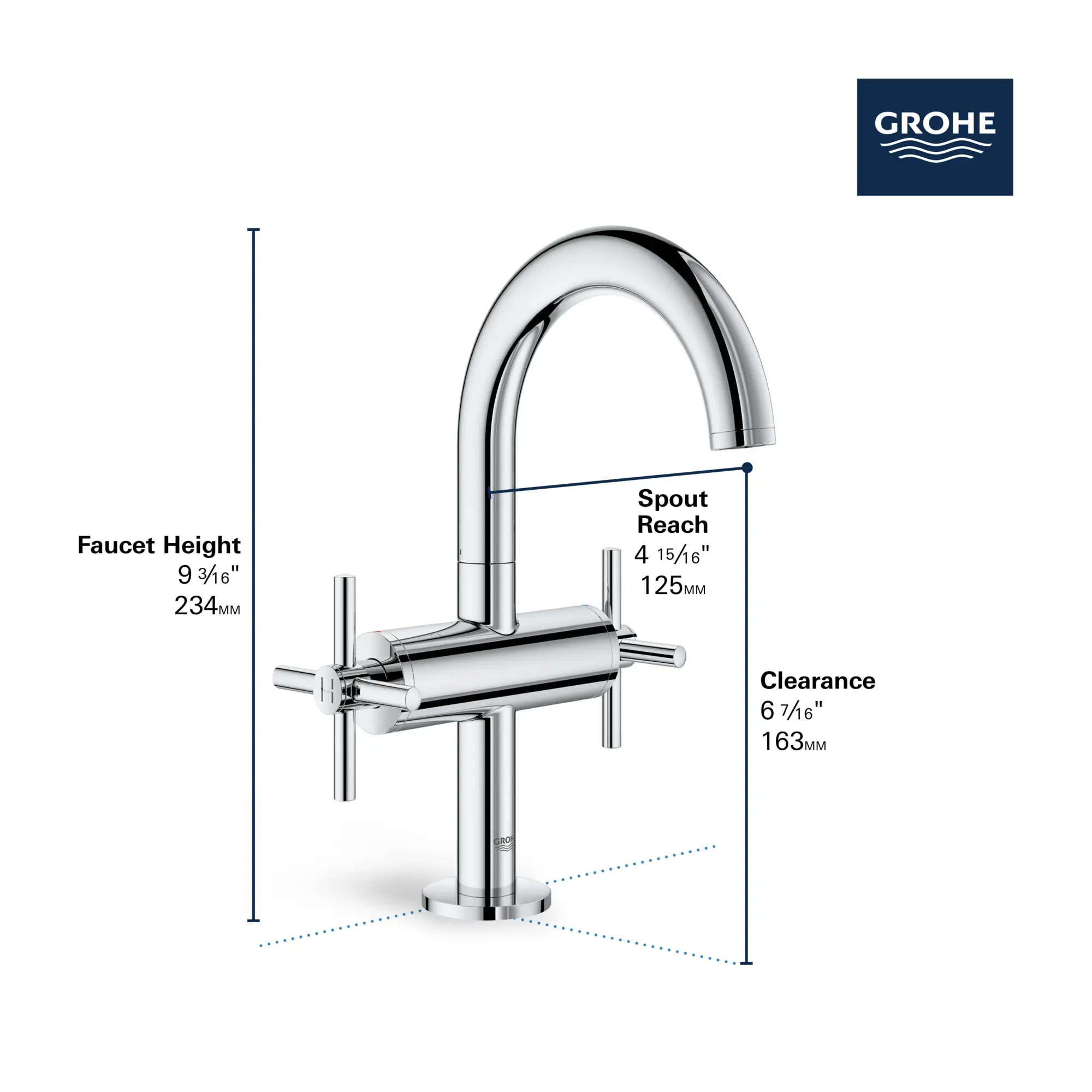 Single Hole Two-Handle M-Size Bathroom Faucet 1.2 GPM