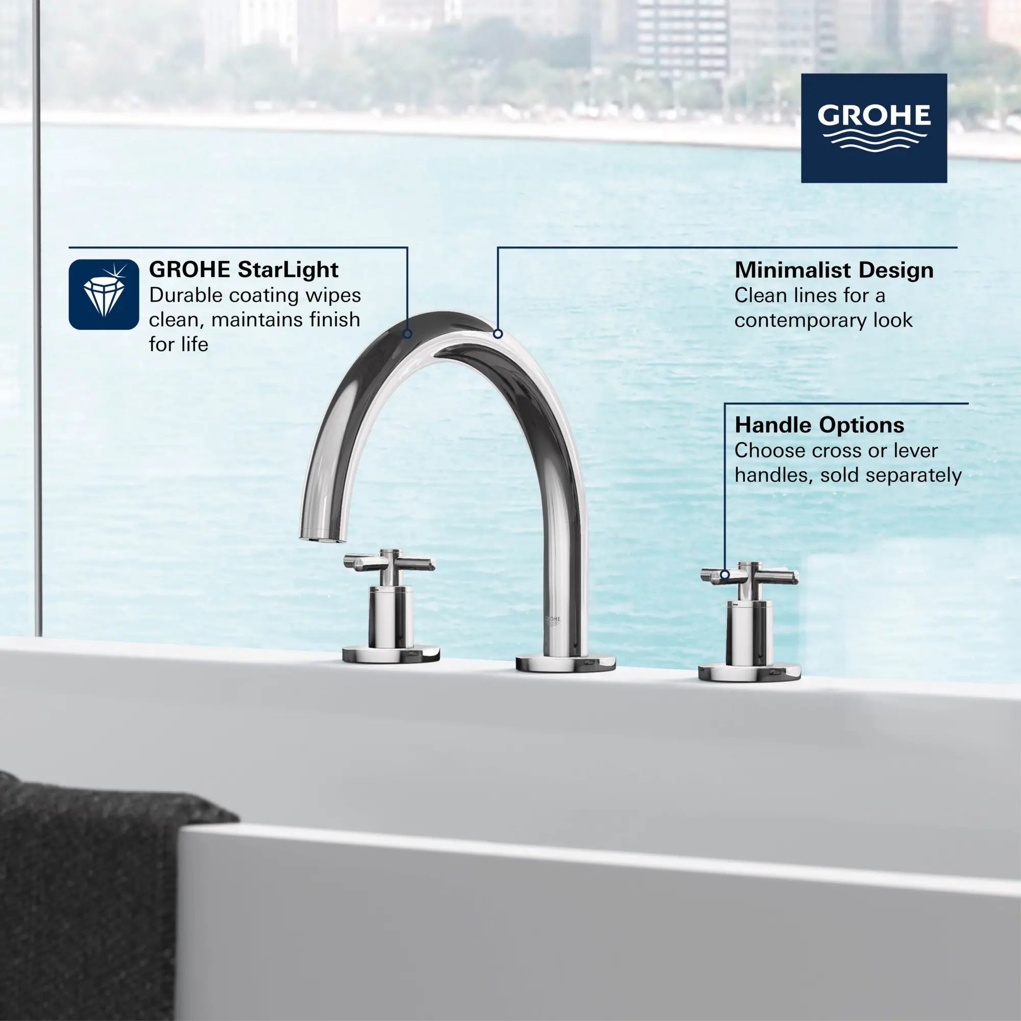 3-Hole 2-Handle Deck Mount Roman Tub Faucet