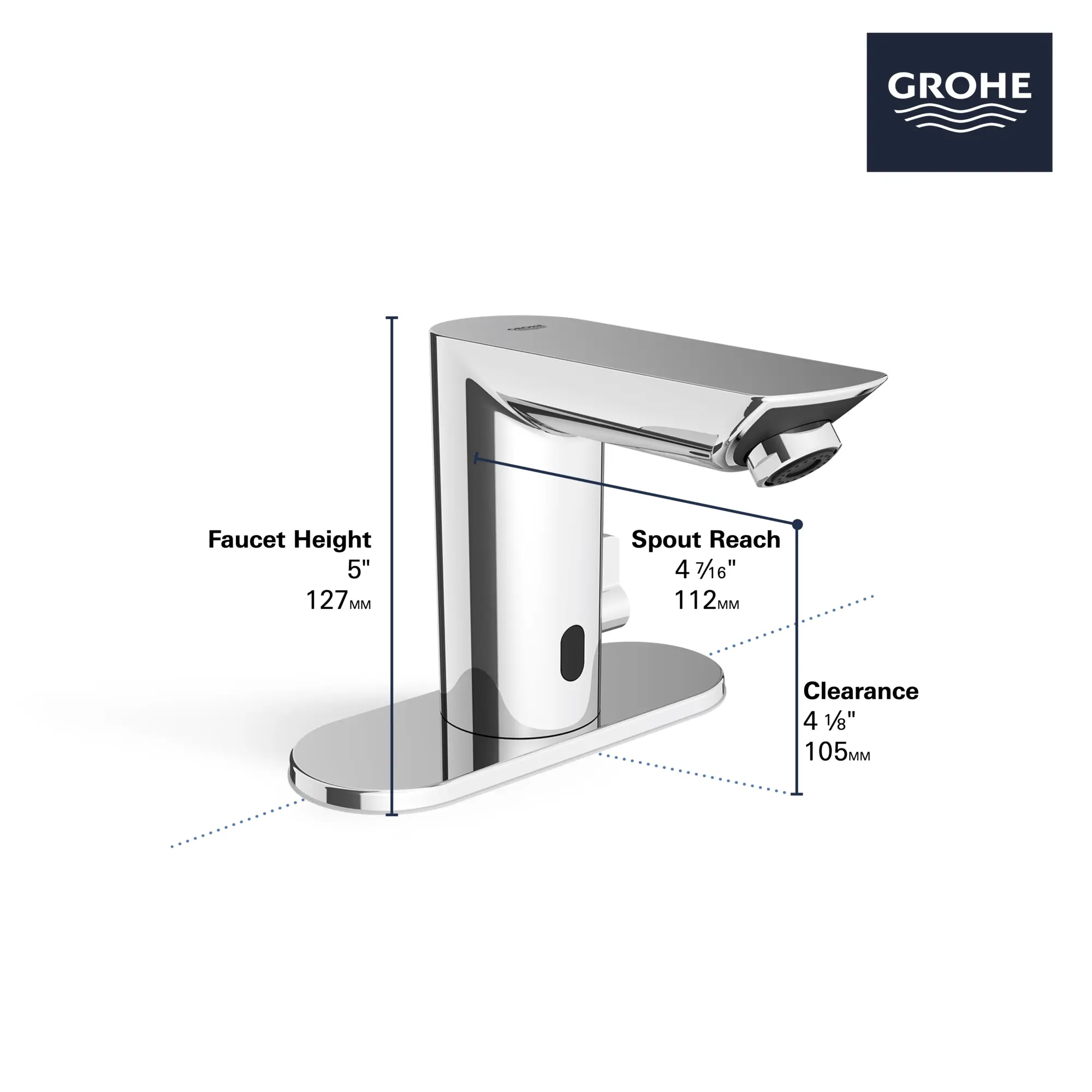 E Touchless Electronic Faucet with Temperature Control Lever, Battery-Powered